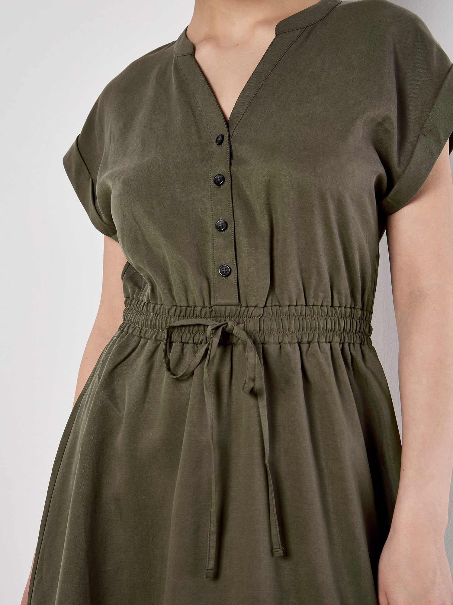 Apricot Minikleid Skaterkleid mit Kordelzug – Bild 3 von 5