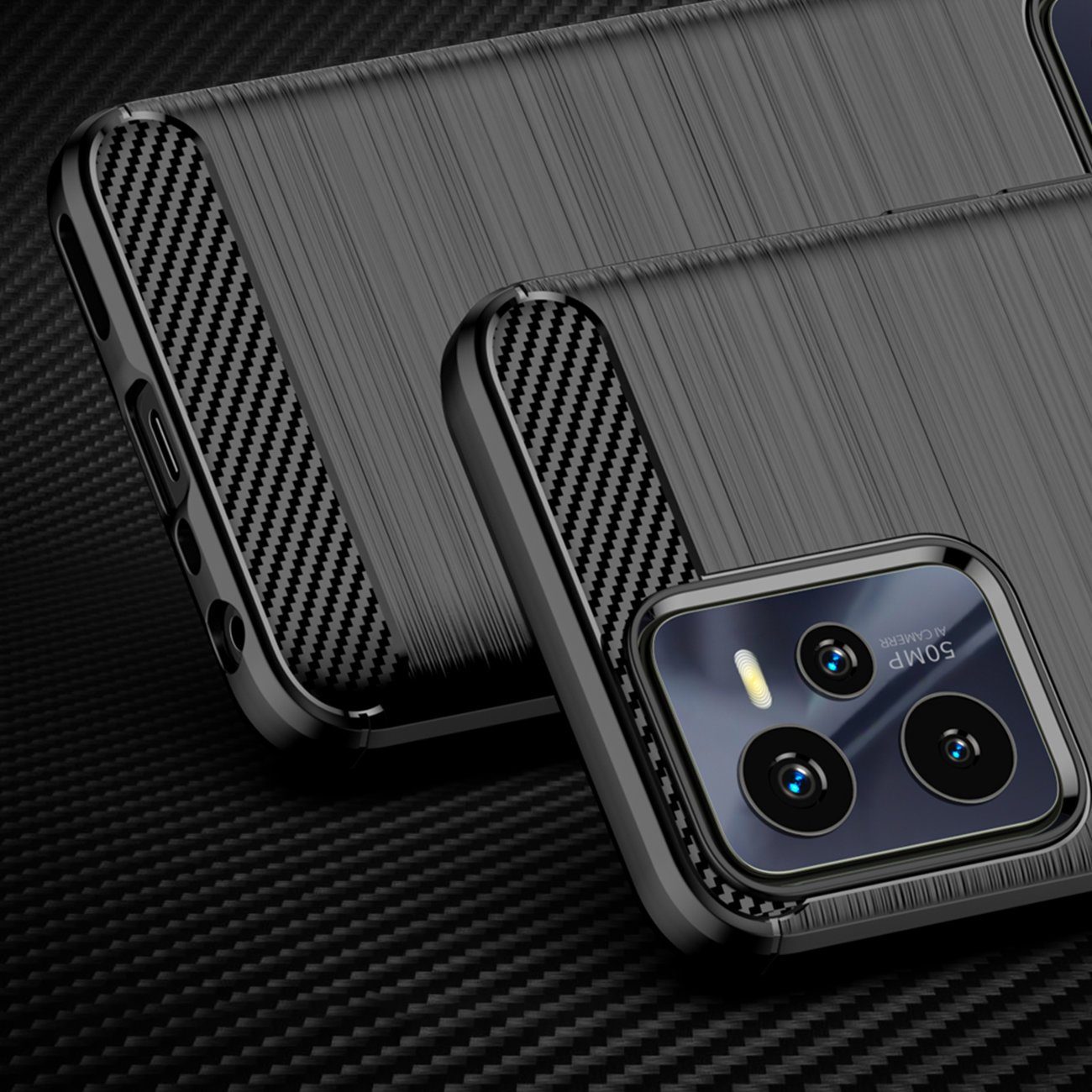cofi1453 Handyhülle Silikon Hülle kompatibel mit Realme C35 Schwarz 6,6 Zoll, Case Cover Schutzhülle Bumper