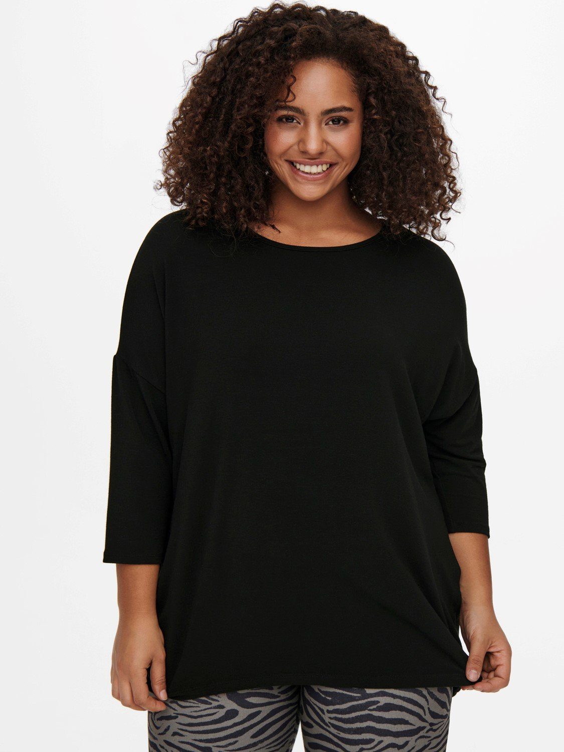 ONLY CARMAKOMA T-Shirt »3876« (Rundhals, 1-tlg., bequem) Damen 3/4 Arm  Shirt Curvy Plus Size Longsleeve Große Größen Übergröße online kaufen | OTTO
