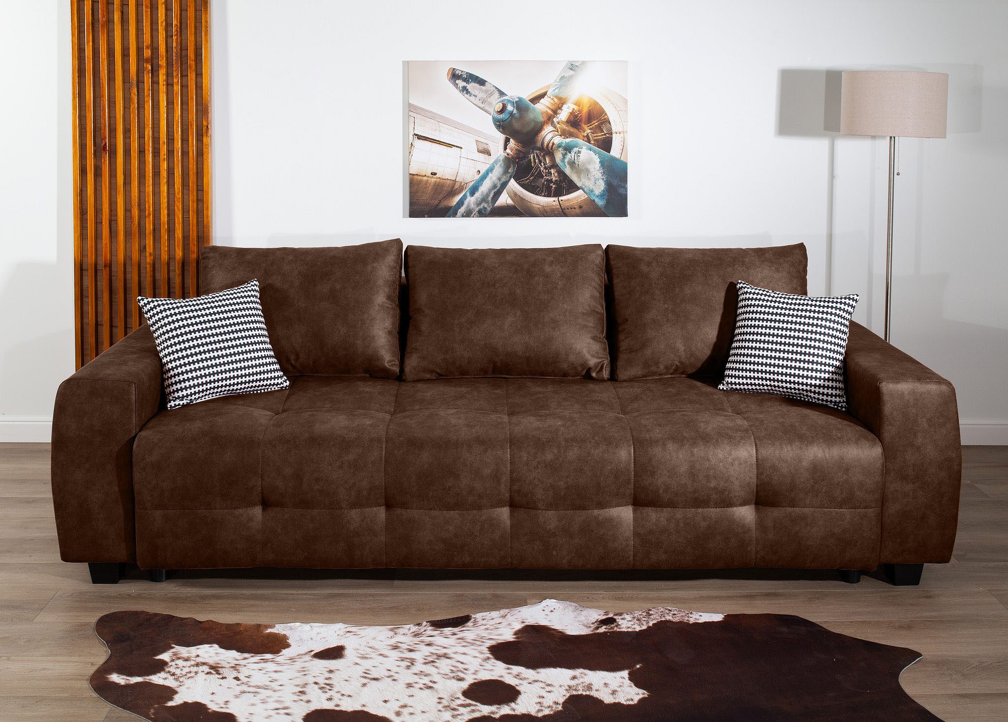COLLECTION AB Schlafsofa Bella, B: 241 cm, Liegefl. 142x194 cm, mit Bettfunktion, Bettkasten & 2 Zierkissen, Federkern