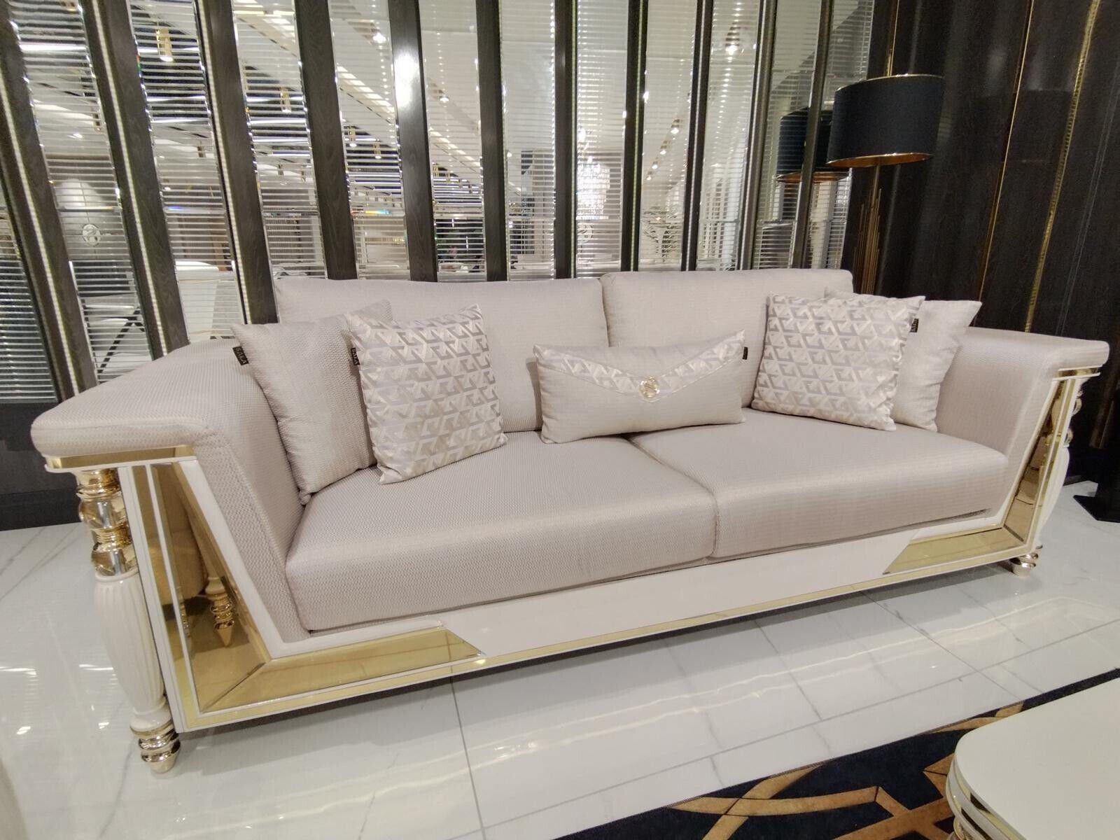 JVmoebel 3-Sitzer Sofa Dreisitzer Design Möbel Luxus Europa in Textil, Sitzer Sofas 3 Teile, Polster Made 1