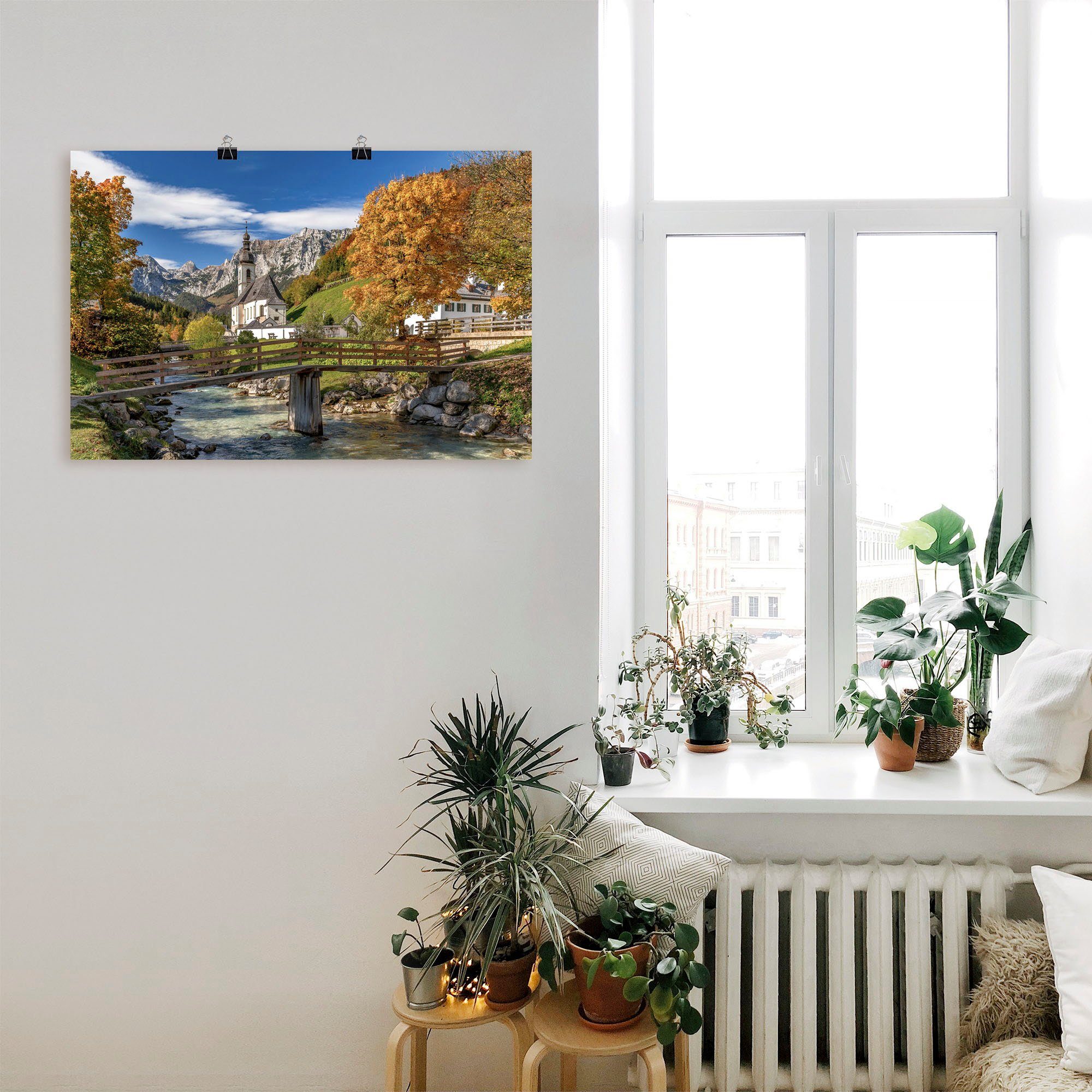 Poster Artland St), oder Berchtesgadener Herbst als Land, (1 Wandaufkleber Berge in im versch. Größen Alpenbilder Alubild, Leinwandbild, & Wandbild