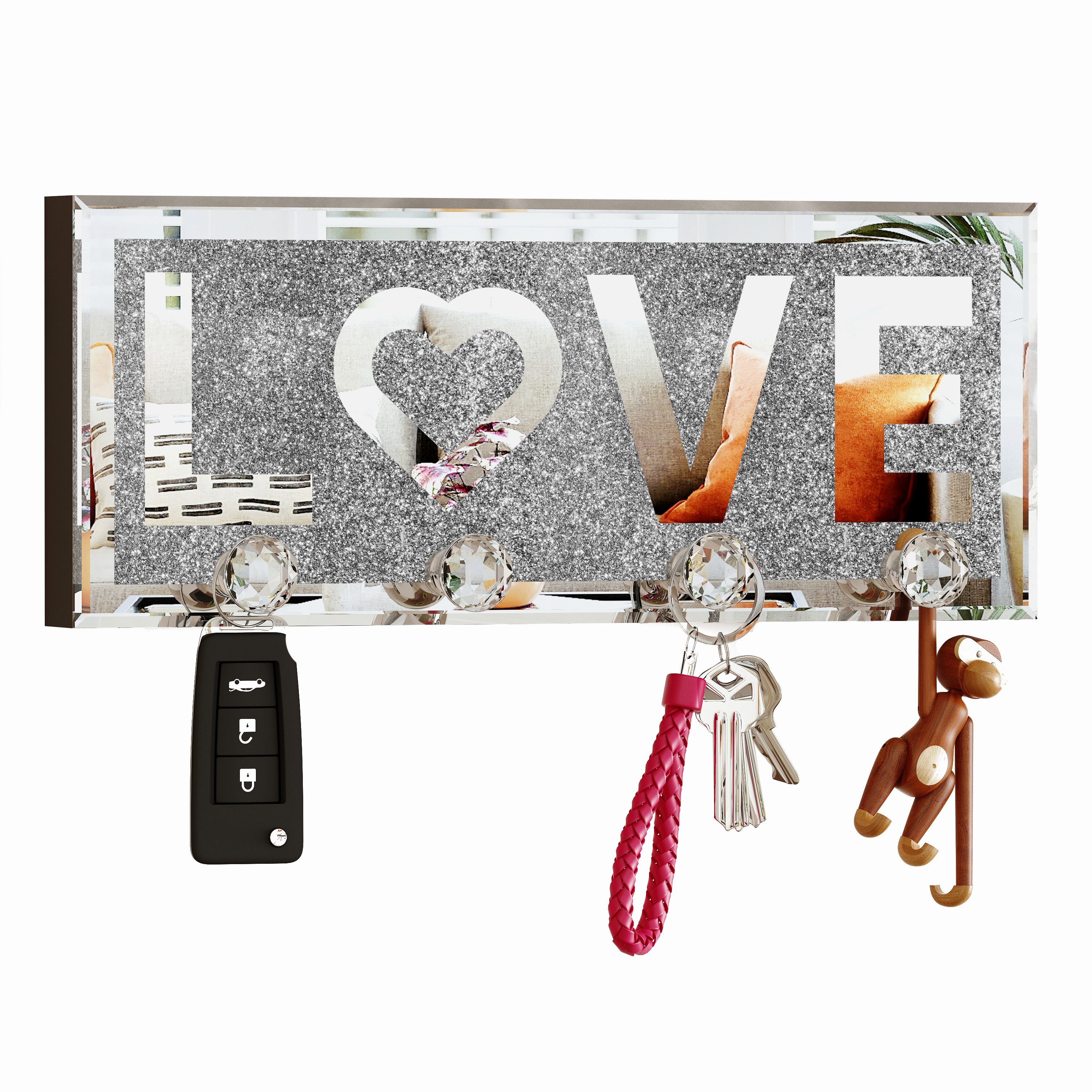 Yorbay Schlüsselbrett LOVE Schlüsselhalter mit Kristall-Haken, günstig online kaufen
