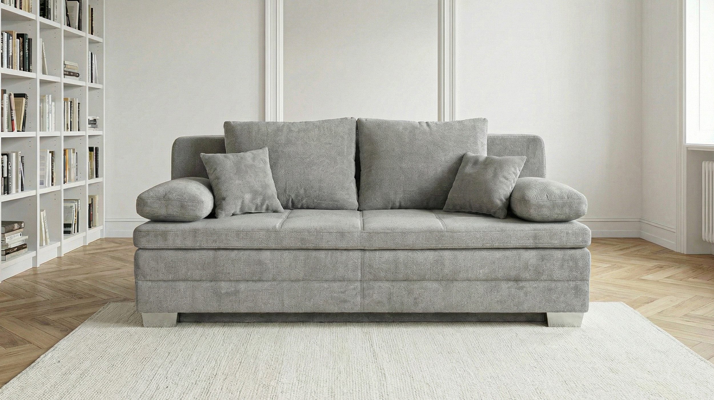 Die Möbelfundgrube® Schlafsofa LINDAU hellgrau 203 cm DAUERSCHLÄFER mit Bet günstig online kaufen