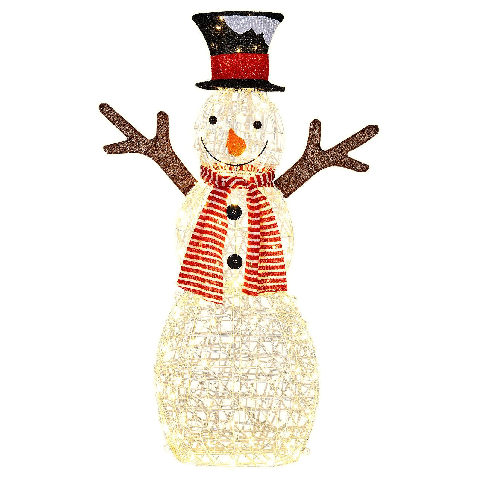 COSTWAY Schneemann, 110 cm Weihnachtsdeko, Weihnachtsfigur 80 LED-Lichtern günstig online kaufen