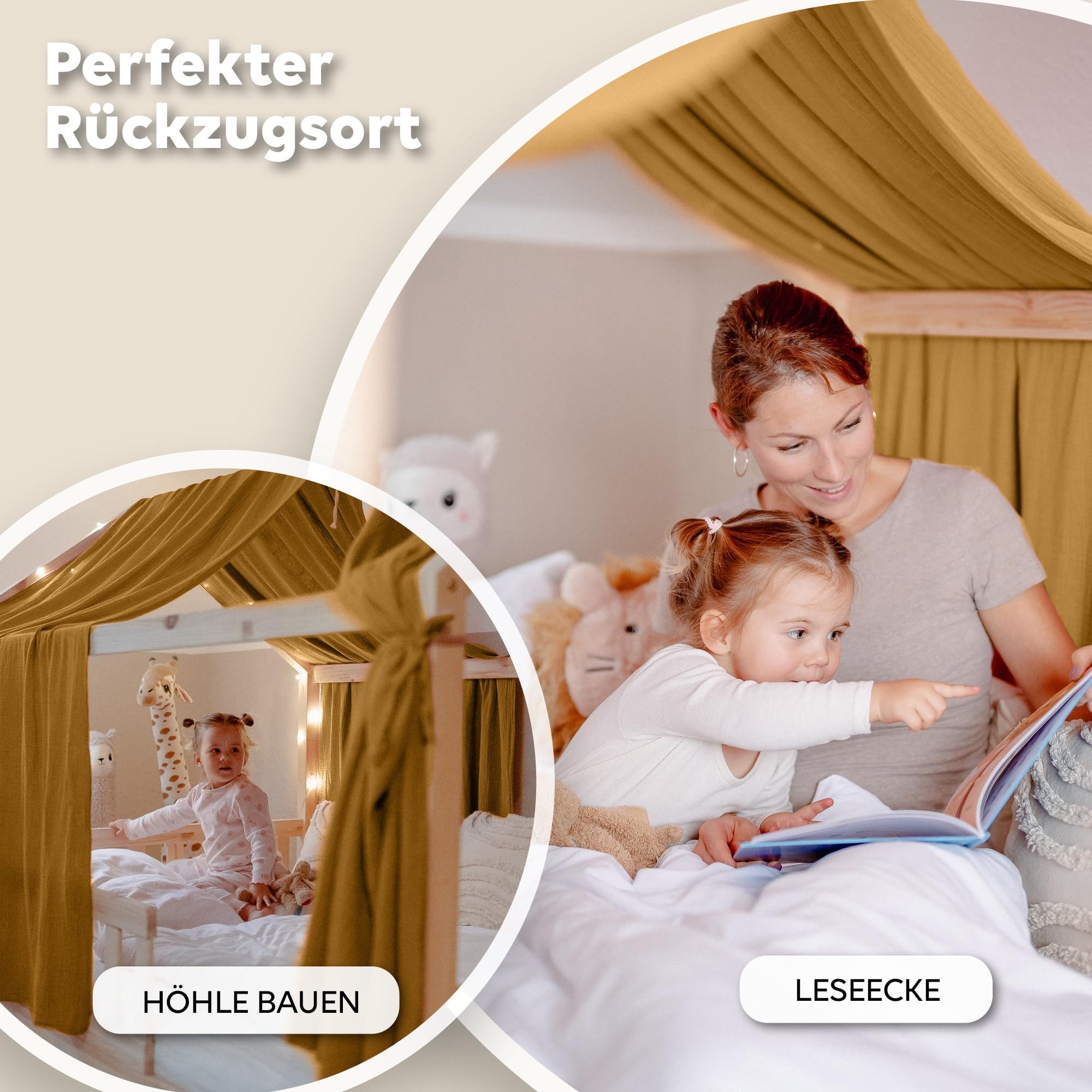 lilimaus Betthimmel Hausbett Himmel 2er-Set aus 100% Musselin - für Kinderbett (1-tlg), Set mit 2 abgestimmten Stoffbahnen - weich & schnell montiert