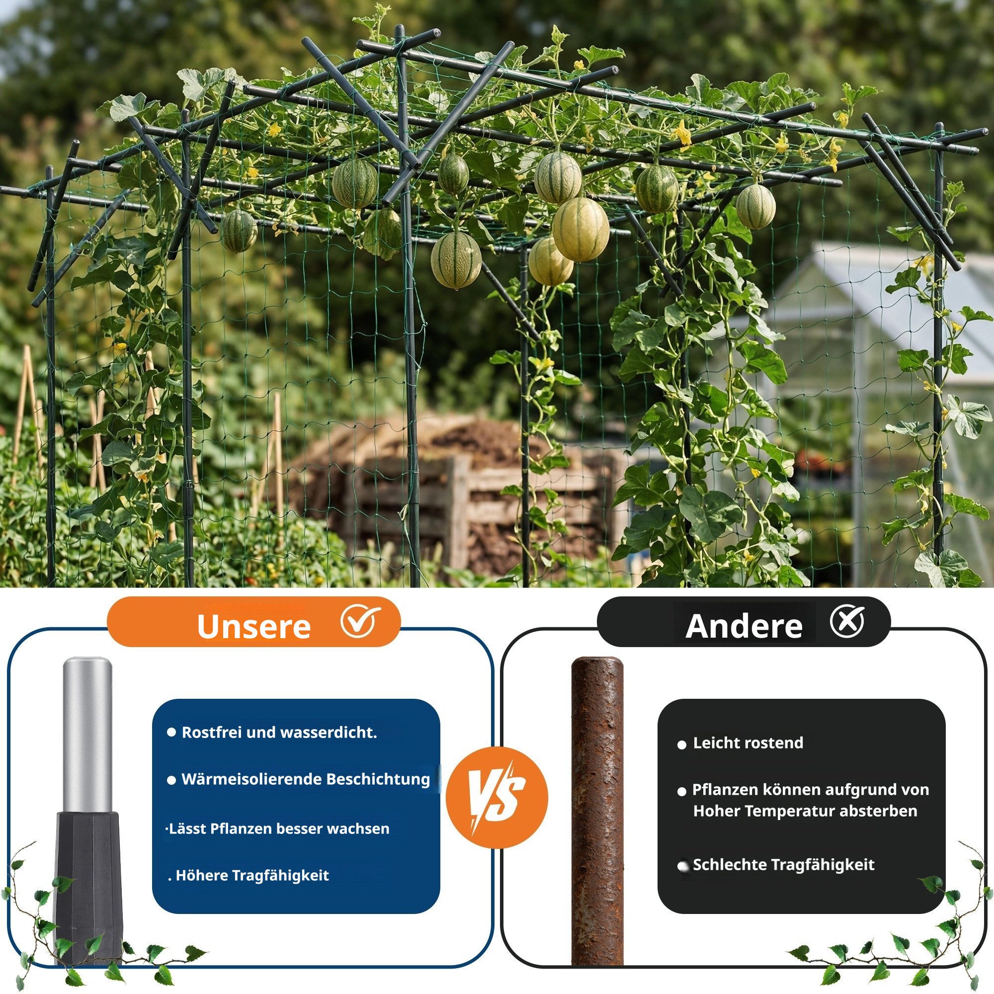 GarveeMore Spalier Pflanzbogen aus beschichtetem Kohlenstoffstahl, wasserfest & rostfrei, inkl. einfacher Montage, für Garten, Hochzeiten, Partys & Kletterpflan – Bild 5 von 5