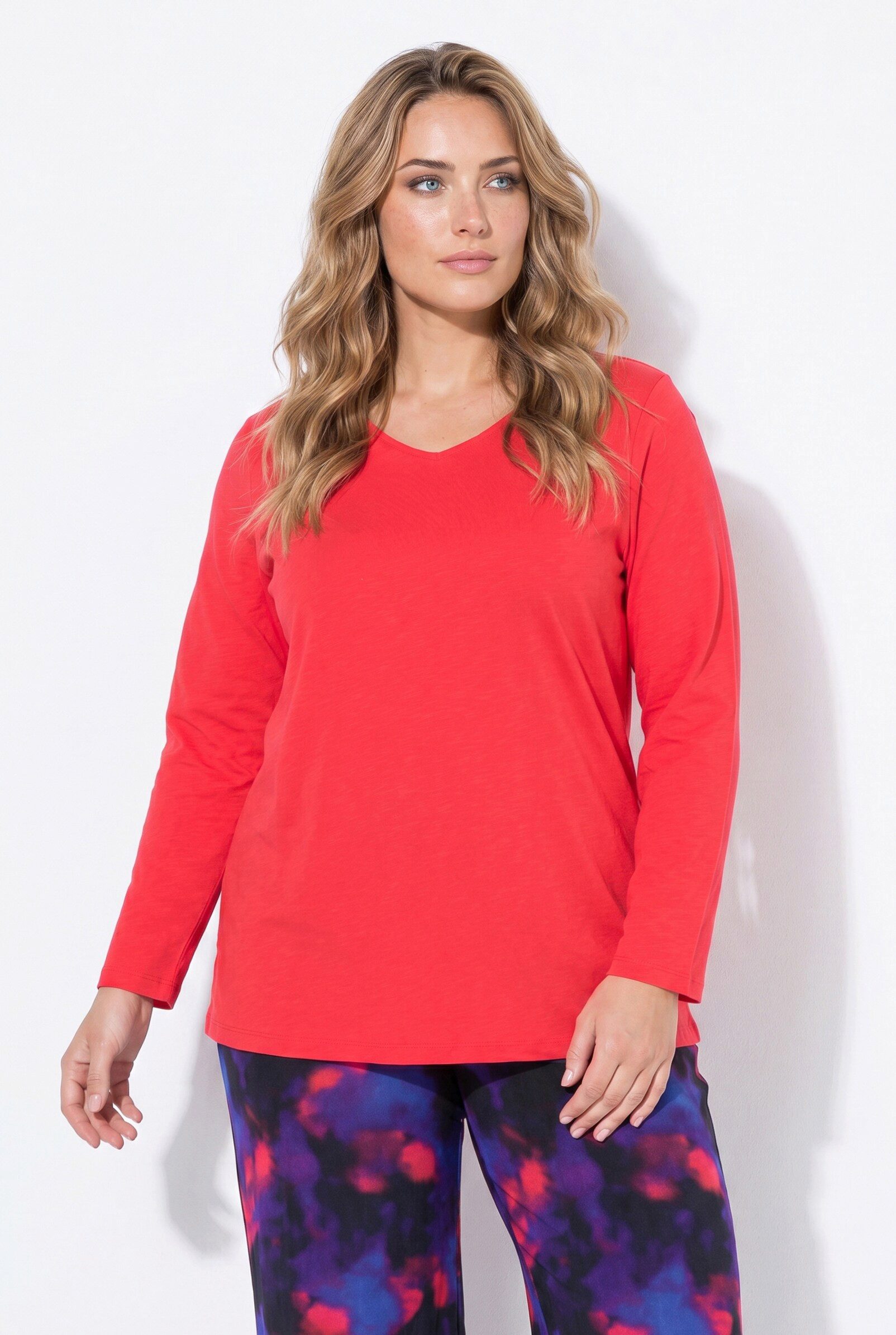 MIAMODA Longsleeve Langarmshirt oversized V-Ausschnitt