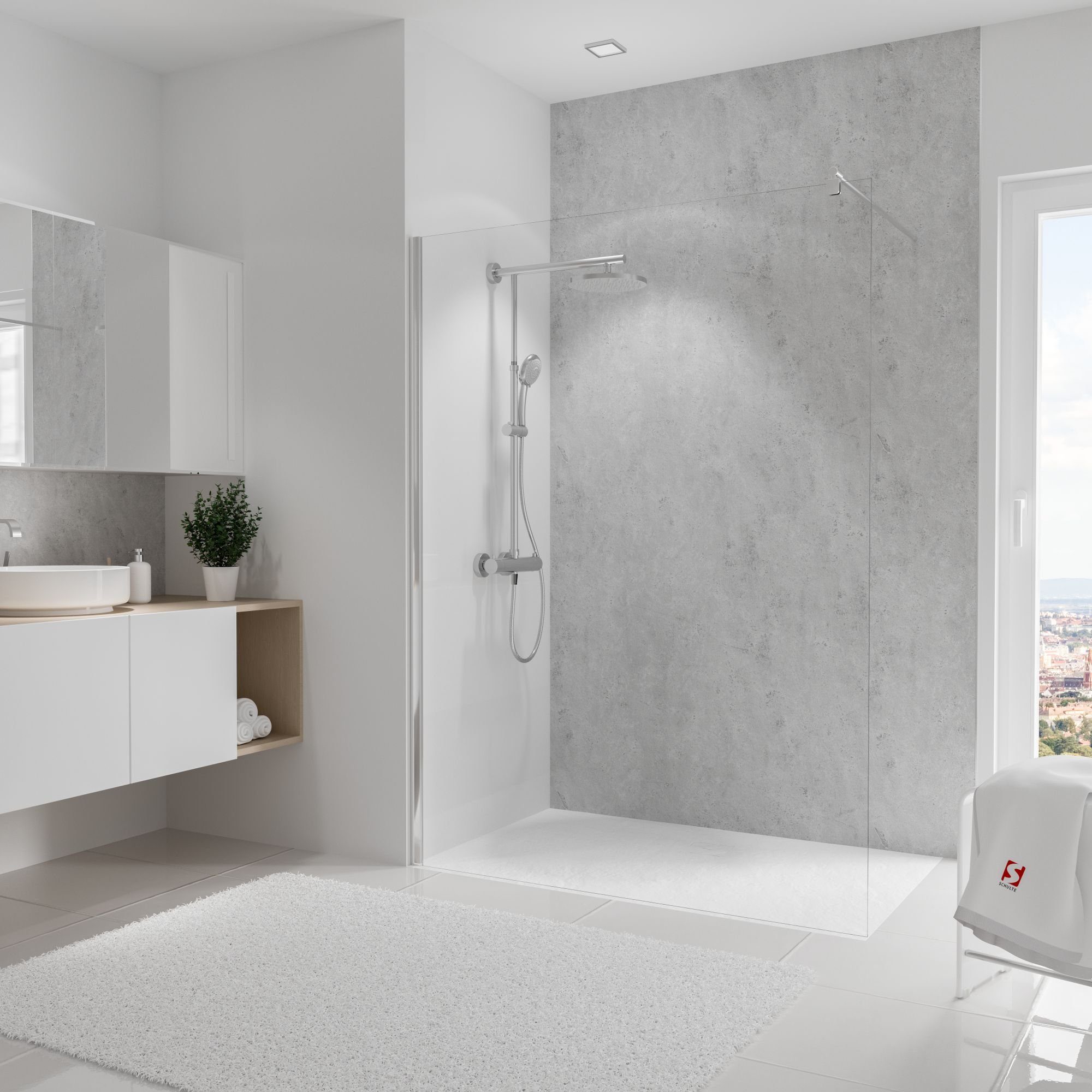Schulte Badrückwand DecoDesign Softtouch, (1-tlg), 150x255 cm, Stein Grau Hell, Wandverkleidung, Duschrückwand