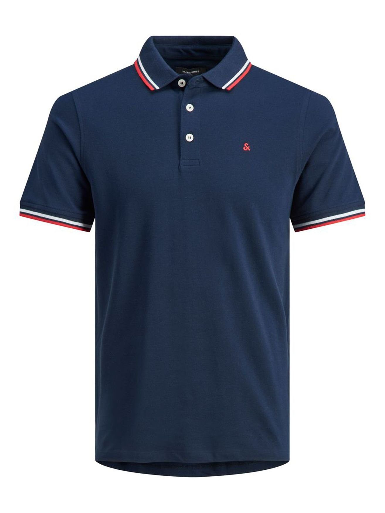 Jones Sommer + Jack in Dunkelblau Poloshirt Polo & 3615 (1-tlg) Fit Hemd Pique JJEPAULOS Shirt