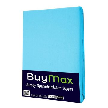 Spannbettlaken Topper, Buymax, Jersey, Gummizug: Rundumgummi, 100% Baumwolle aus Jersey Stoff, Pflegeleicht und Atmungsaktiv mit Rundumgummi für Topper bis 9 cm Höhe in Verschiedenen Farben und Größen