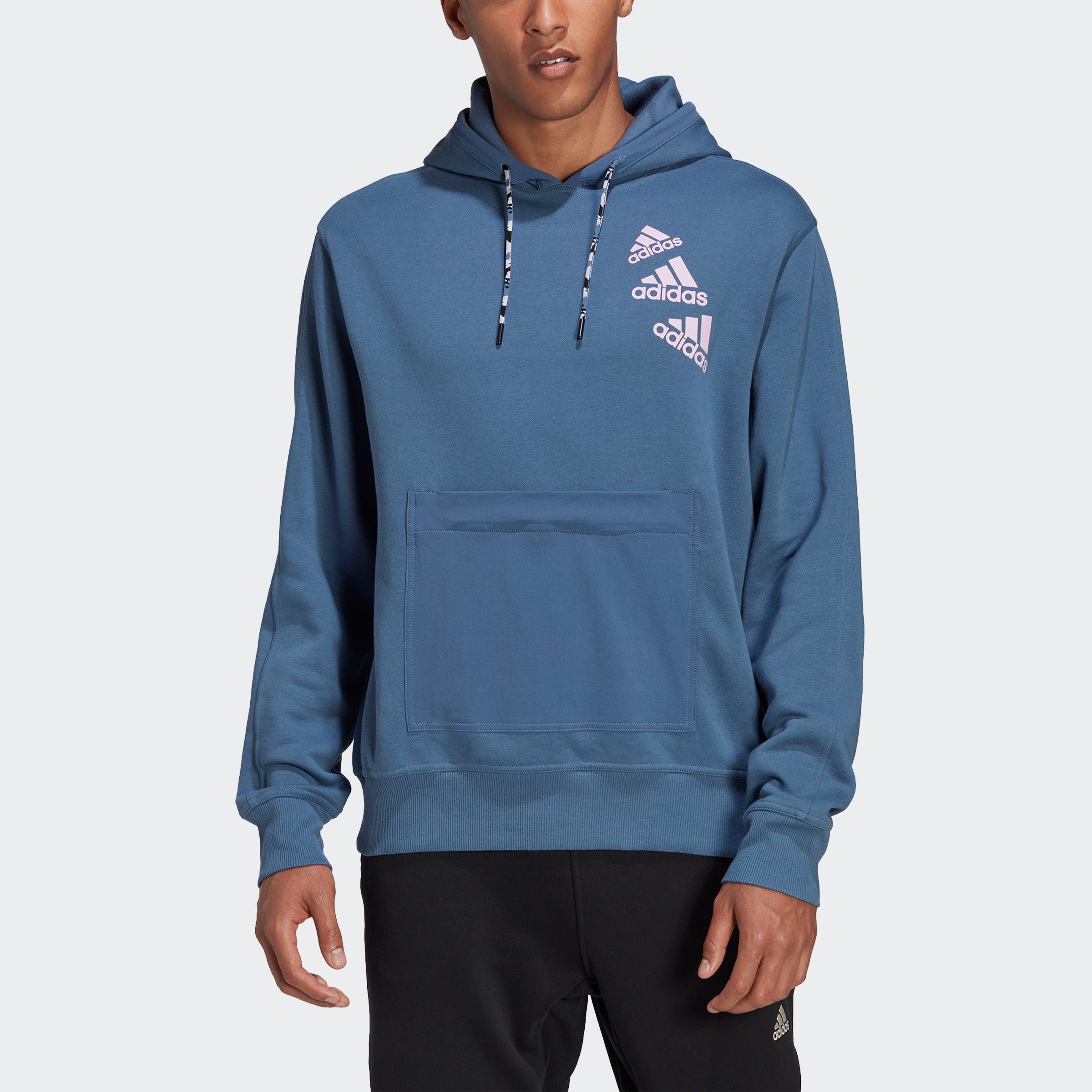 adidas Sportswear Kapuzensweatshirt ESSENTIALS BRANDLOVE FLEECE HOODIE – GENDERNEUTRAL blau
