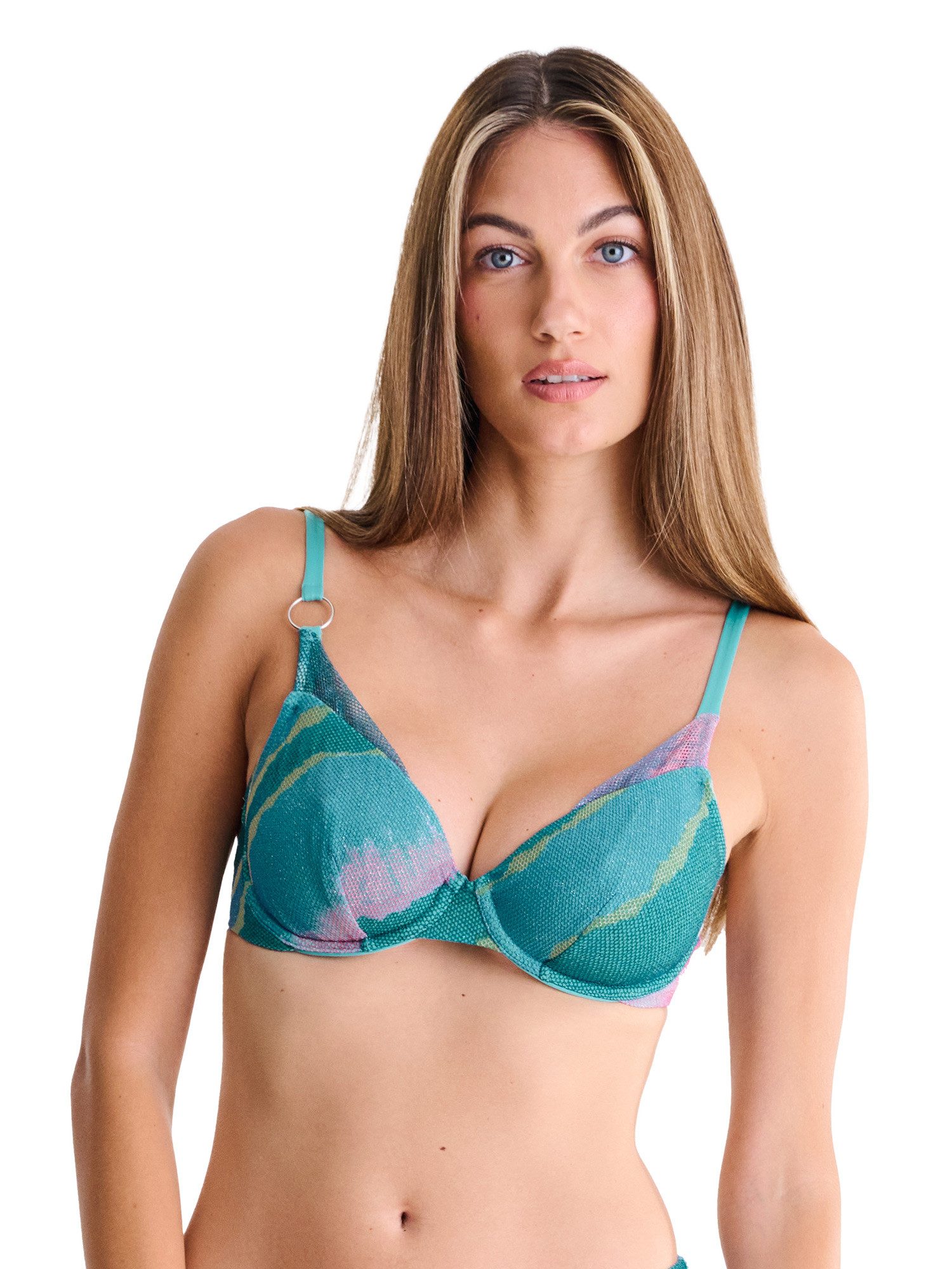 Lisca Balconette-Bikini-Top Bikini-Oberteil mit Bügel Atlantida (Stück, 1-St), unwattierte Cups, Shimmer-Effekt & Netz Stoff