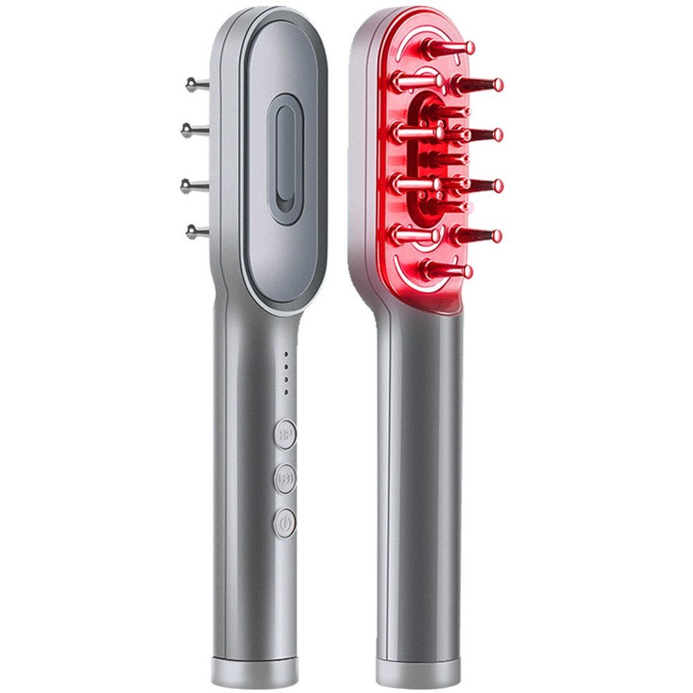 ZEUOPQ Haarbürste Haarpflege, Kopfhautmassage Grau Mikrostrom-Massageinstrument, Haarpflegekamm Massagekamm Vierfache Verstellung, abnehmbares Reservoir