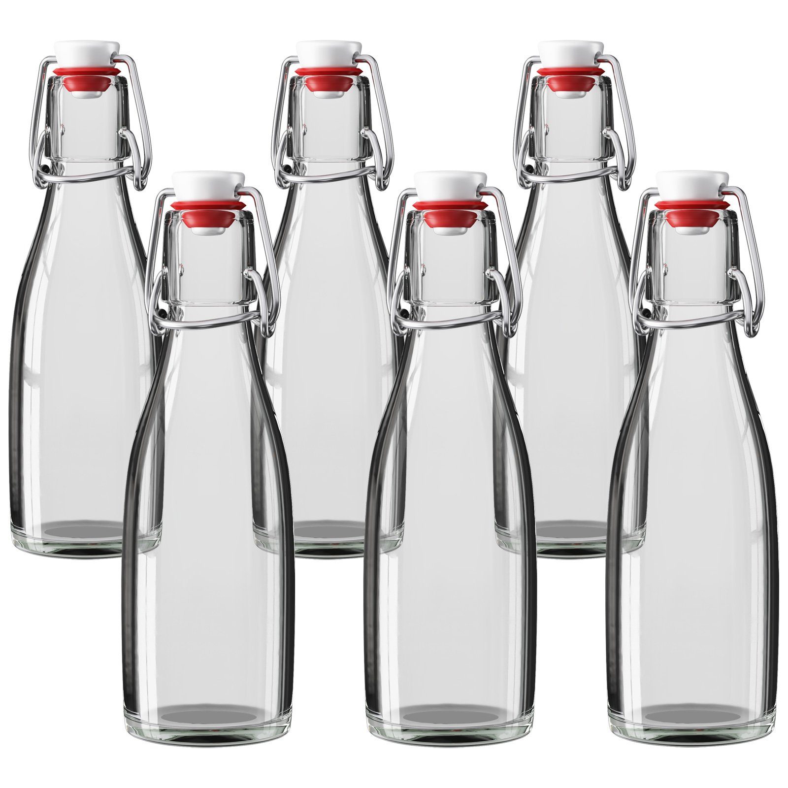 Wellgro Trinkflasche 200 ml Glasflasche mit Bügelverschluss, Wasserflasche