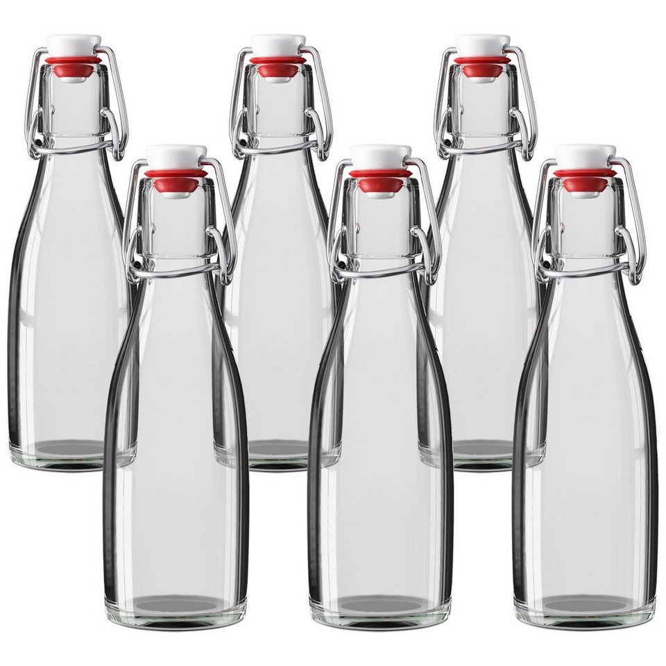 1 Glasflasche mit Bügelverschluss Flasche Glas glasklar transparent 0,1 Liter