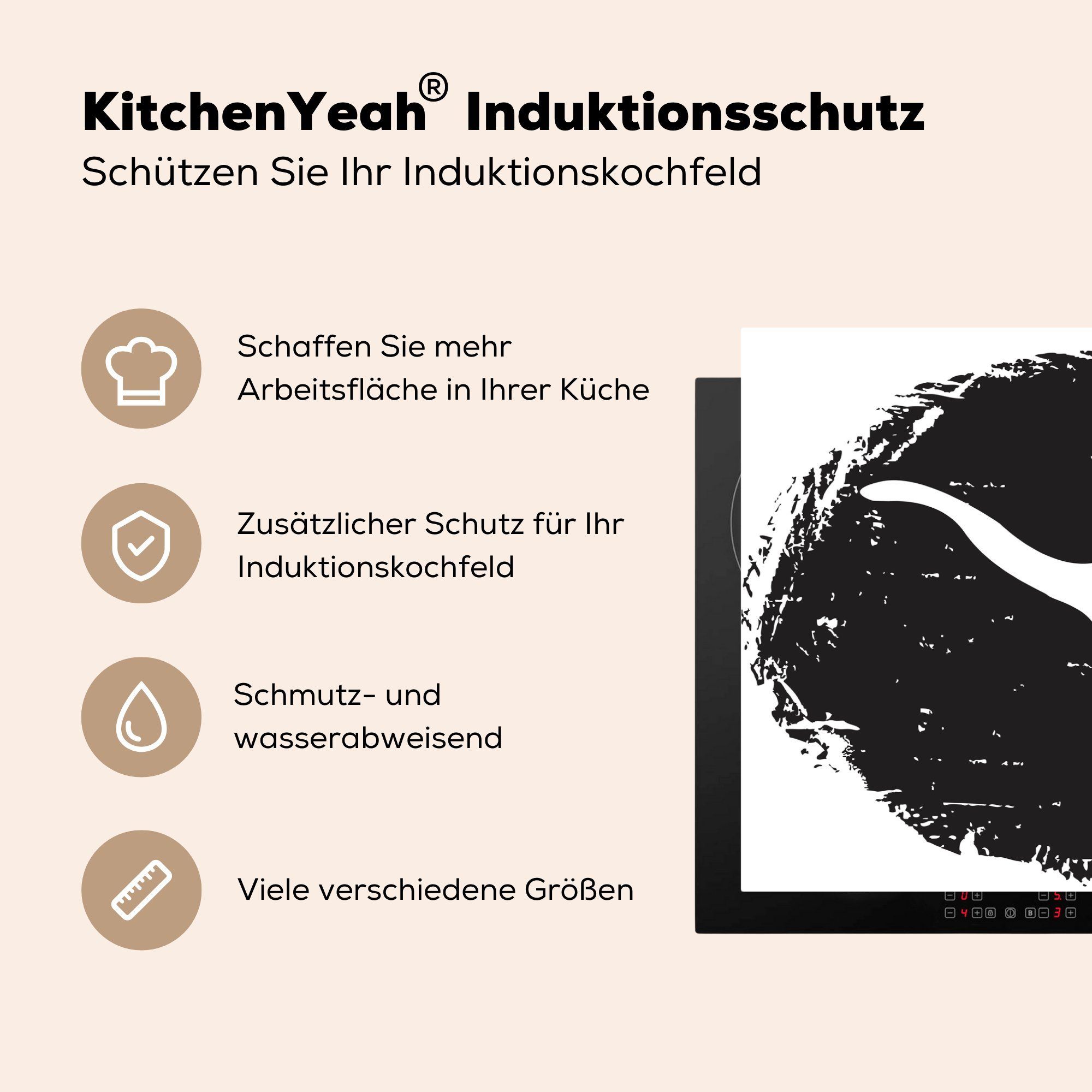 Herdblende-/Abdeckplatte cm, Vinyl, des MuchoWow Ceranfeldabdeckung (1 Eine Longhorns, Illustration die Induktionskochfeld tlg), für 81x52 küche, Texas Schutz