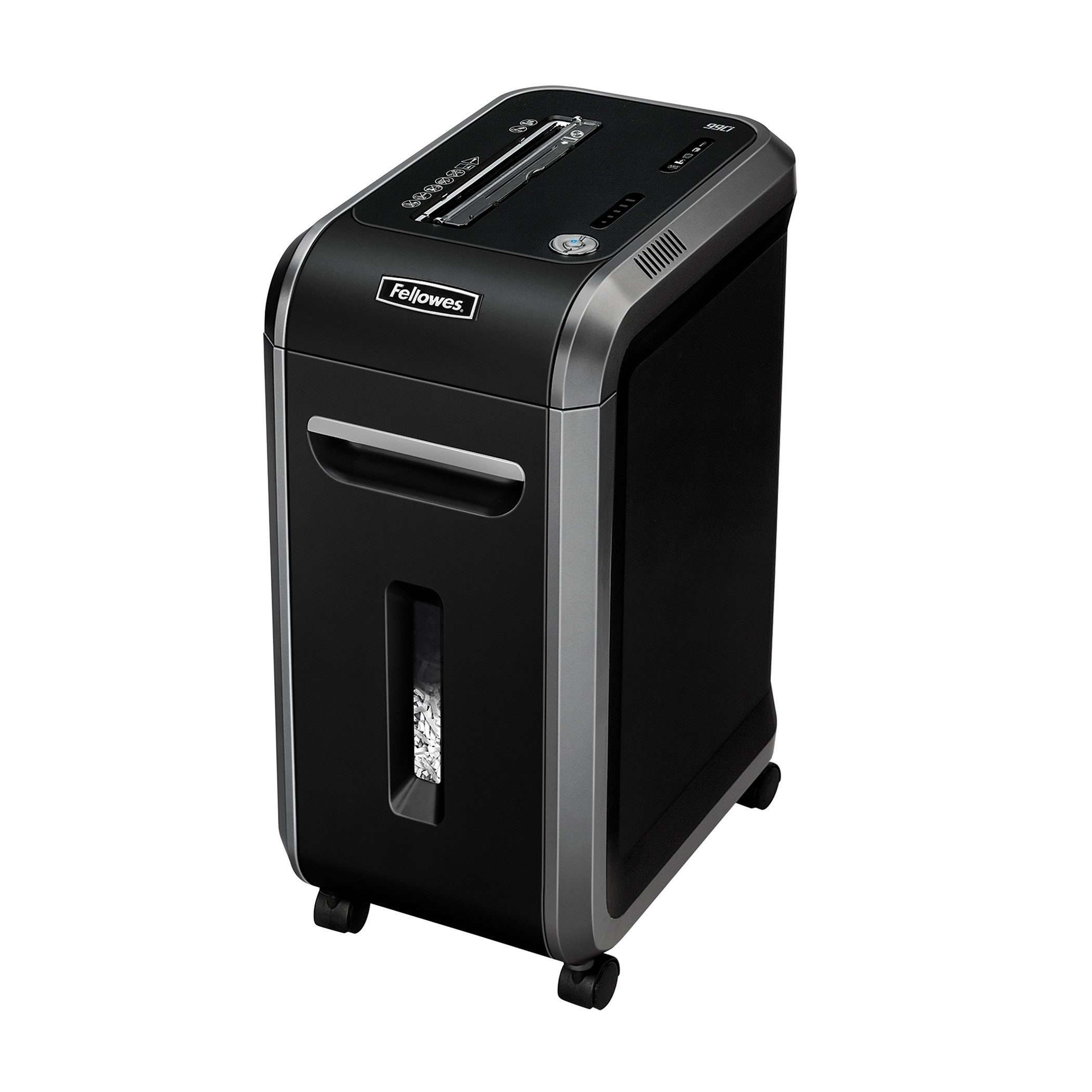 FELLOWES Aktenvernichter Fellowes Aktenvernichter 99Ci Partikelschnitt 4x38mm P4 mit Rollen, SafeSense, SilentShred, 100% staufrei, Schlaf Modus, Partikel P-4, 34L