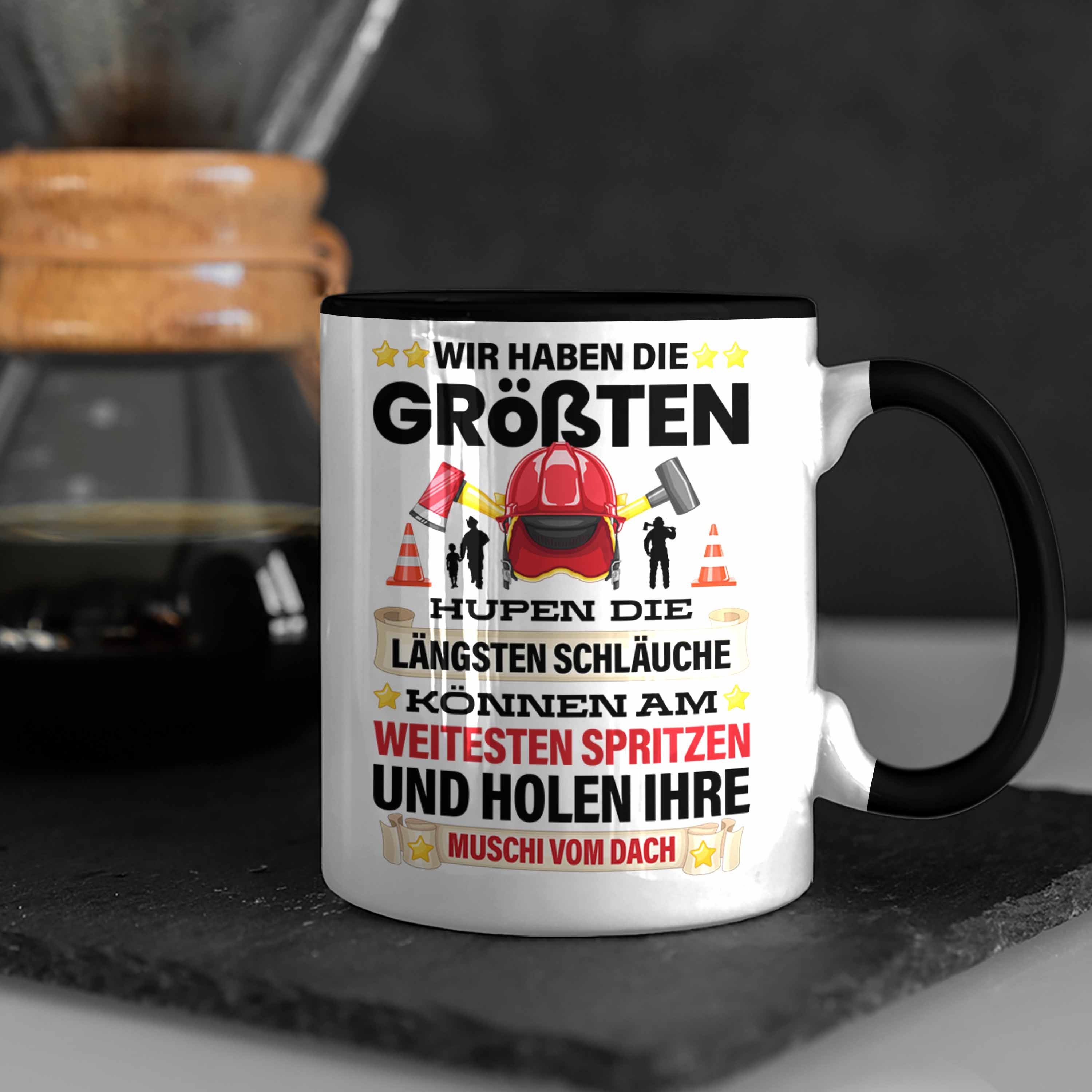 Trendation Tasse Trendation für Schwarz Männer Spruch Geschenk Tasse Feuerwehr Geburtstag Feuerwehrmann Humor Erwachsenen Versaut 