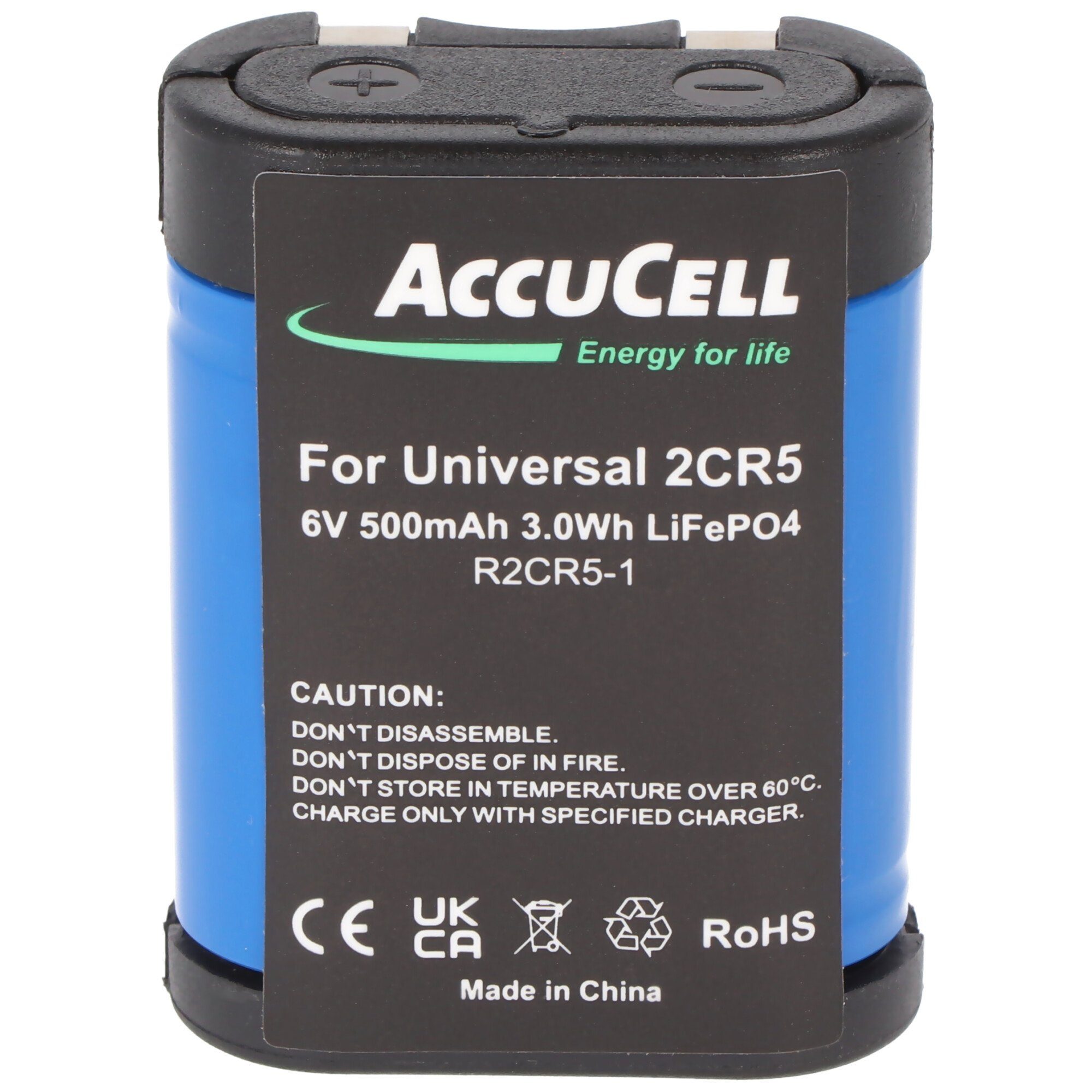 AccuCell Akku passend für 2CR5 (6,0 Typ Stück Akku mAh 500 V) 2-CR5, ohne Li-Ion Akku 2CR5M 1 Ladeg