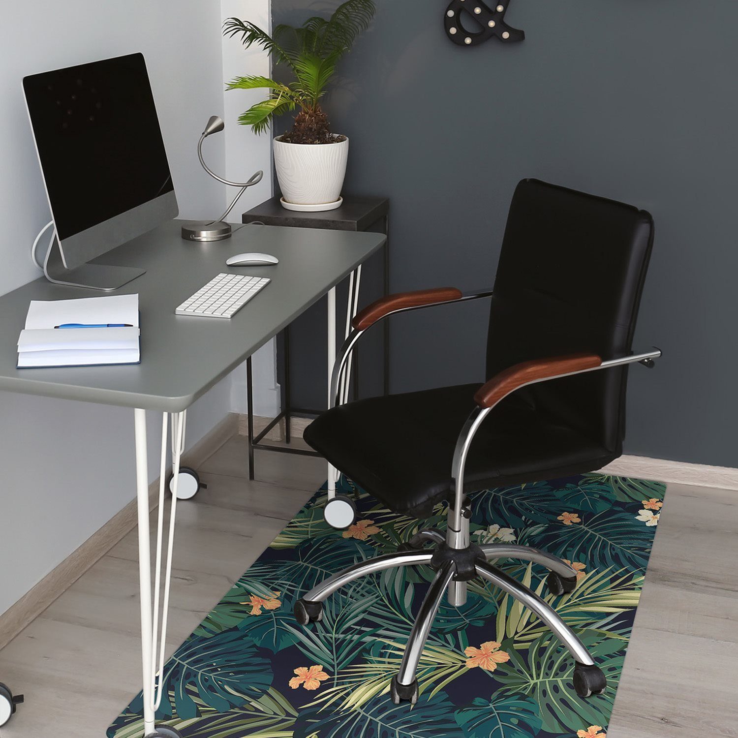 Tulup Bodenschutzmatte Stuhlunterlage Bürostuhlunterlage Blätter Bürostuhlunterlage Bürostühle Blumen 70 cm, und x Stuhlunterlage, cm Bodenmatte 100