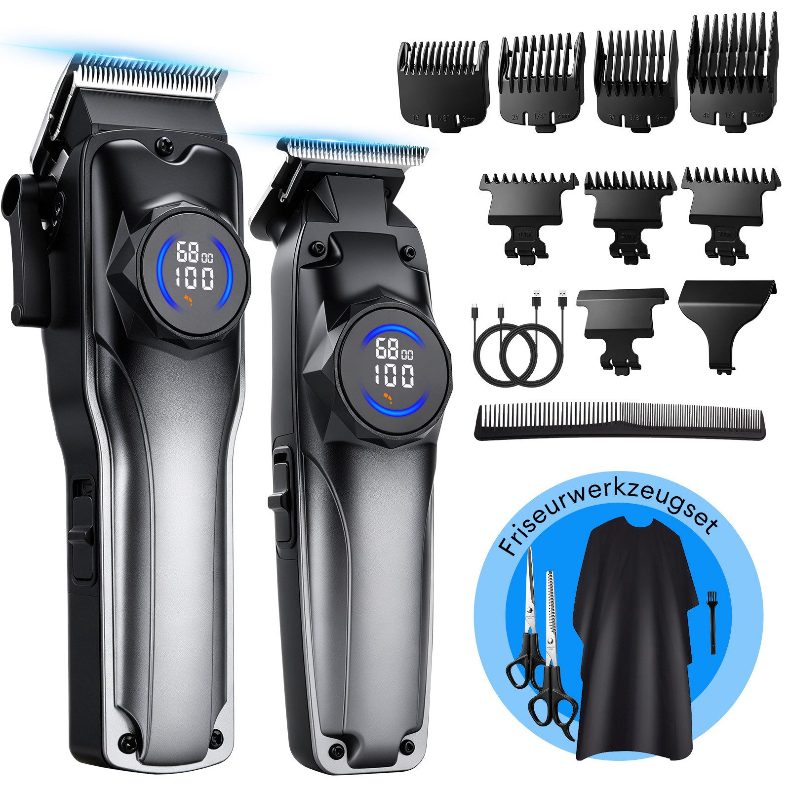 CkeyiN Haarschneider Haarschneidemaschine Profi Haarschneider Bartschneider 2 in 1 Set, 180min Lange Akkulaufzeit mit 11 Aufsätzen geräuscharm