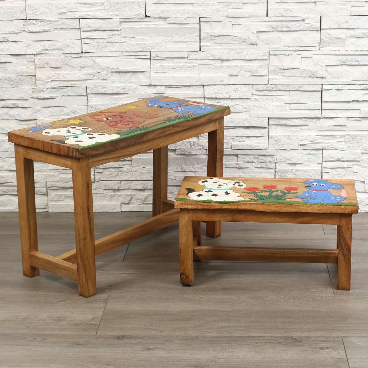 Set traditionelle Hund, Kindermöbel Tisch Ursprungsland Oriental im Herstellung mit Handarbeit in Kindersitzgruppe Galerie Bank