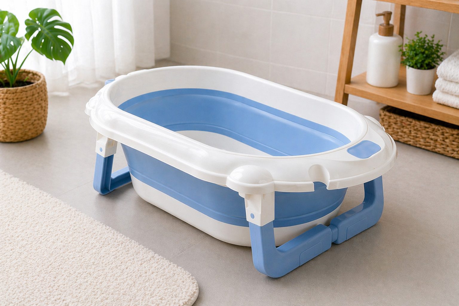 Boncuks Home Babybadewanne Faltbare Baby Badewanne mit Ablauf, rutschfest & platzsparend