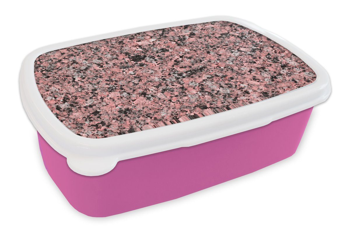 MuchoWow Lunchbox Rosa - Kinder, Kristall (2-tlg), Kunststoff Granit, Snackbox, für Schwarz Erwachsene, - Mädchen, Brotdose - Brotbox Kunststoff