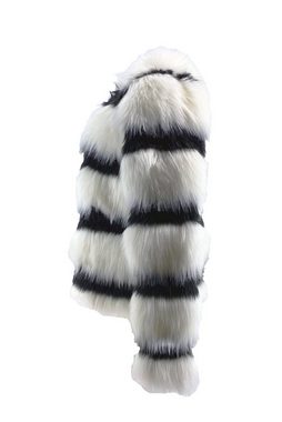 Passioni Strickpullover weiß -schwarze kuschelige Web-Pelz Jacke