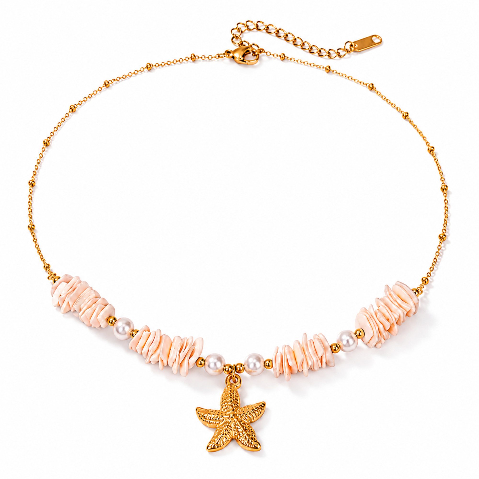 ROUGEMONT Statementkette Moderne Muschel Halskette Damen Sommer Halskette Beach Style, Wasserfest