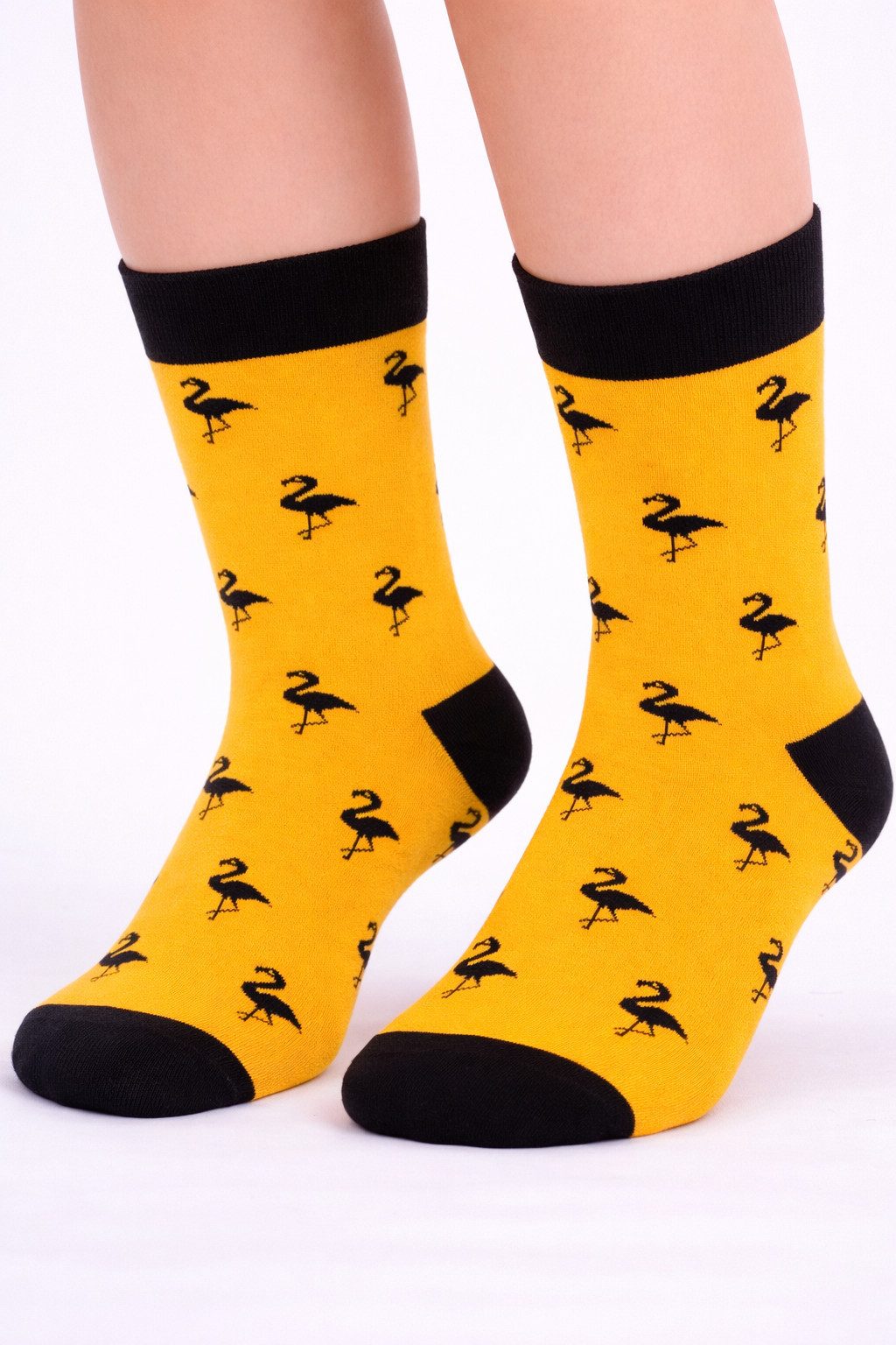 Martinex Socken 1 Paar Socken lustige Strümpfe Damen Herren Kinder in Gelb gemustert elastisch, weich mit Vögel-Muster, Themensocken, socks