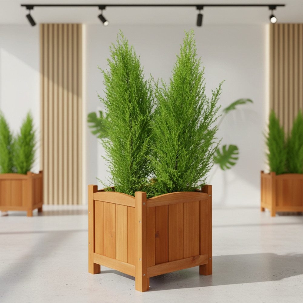 Mucola Pflanzkübel Blumentopf Blumenständer Blumenkasten eckig Deko Pflanztrog Holz (Stück, 1 St., Blumenständer), Fichtenholz