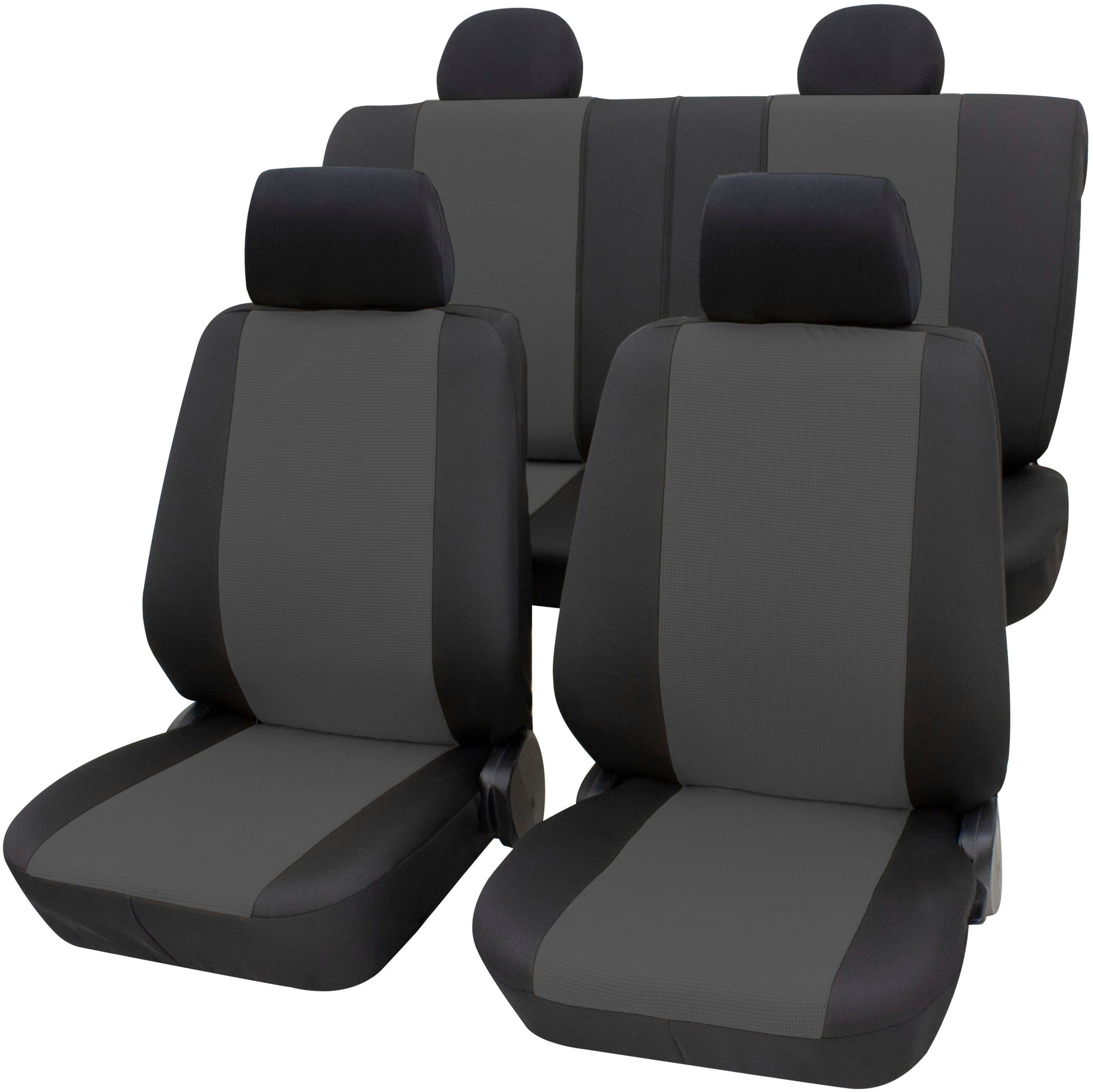 Petex Autositzbezug 11-tlg Set "Samos" Vario SAB grau 1 Seitenairbag, universelle für mit/ohne Fahrzeuge Geeignet Passform
