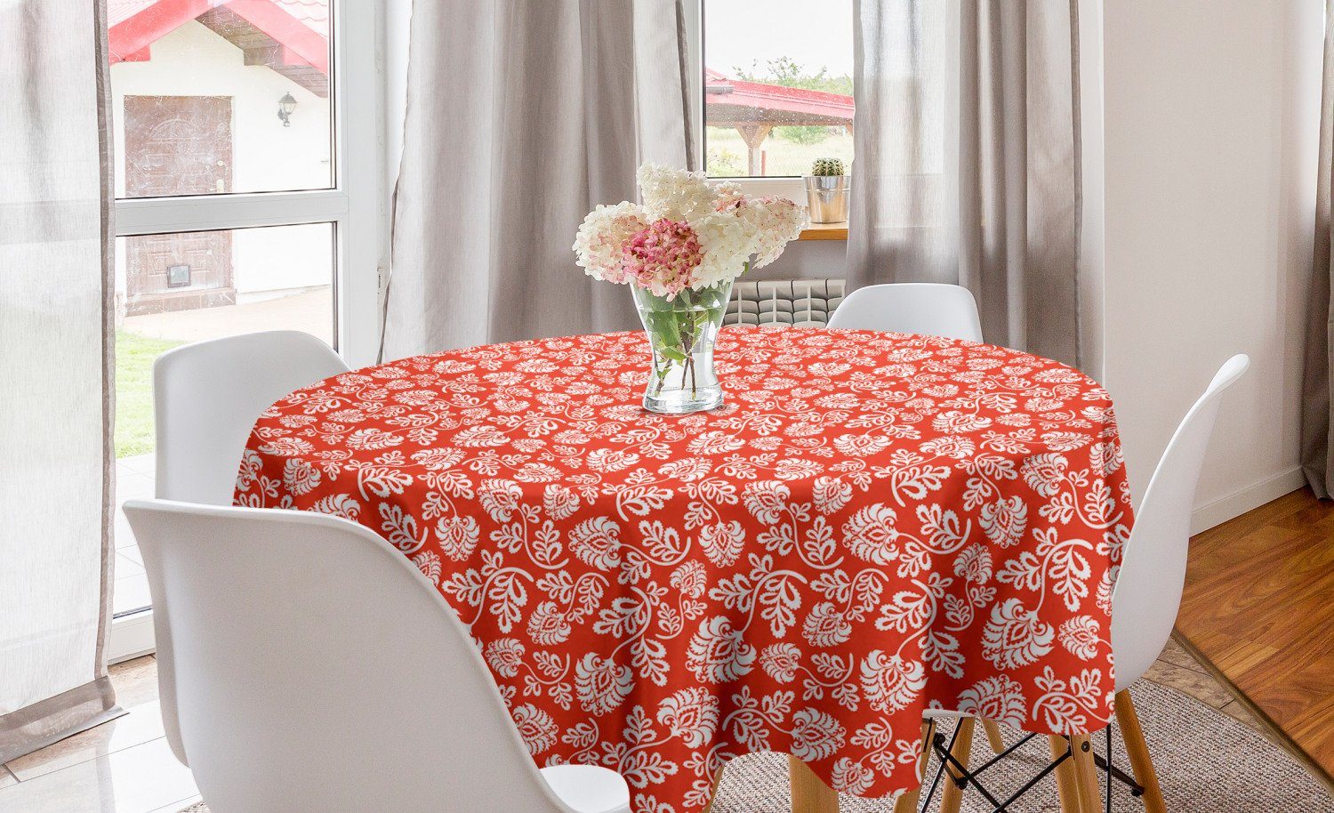 Tischdecke Jugendstil-Muster Esszimmer Blumen Tischdecke Küche Abakuhaus Abdeckung Kreis Dekoration, für