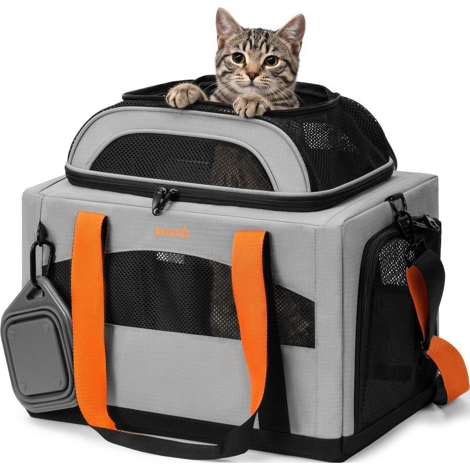 LuxusKollektion Tiertransporttasche Katzen Transportbox erweiterbar Grau L