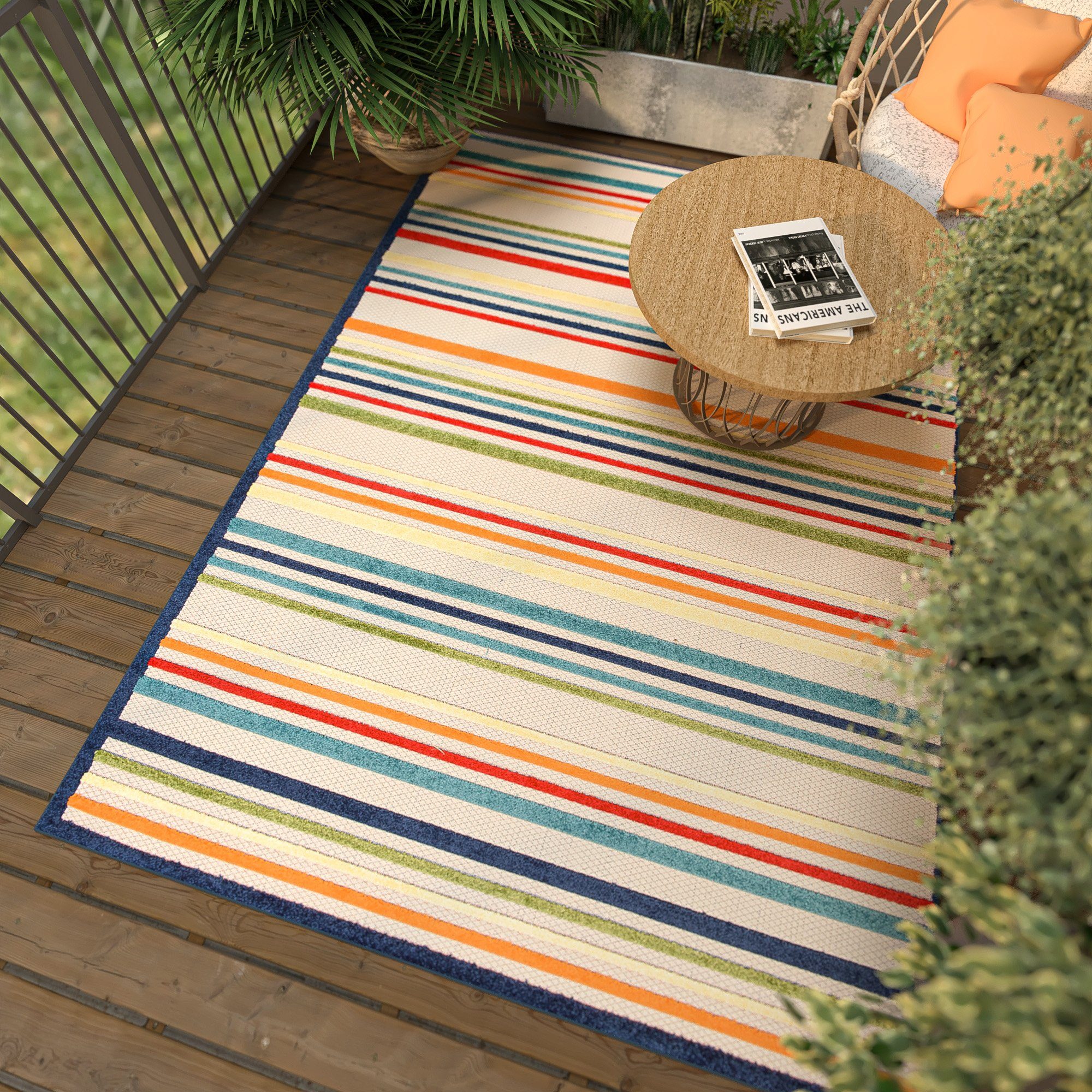 & mm, Wetterfest 6 Höhe Outdoor Weich, In- Florhöhe, & cm, Kurzflor Designteppich - Teppich - Mazovia, Pflegeleicht, Balkon niedrige x 80 Bunt, Flachgewebe UV-beständig 150