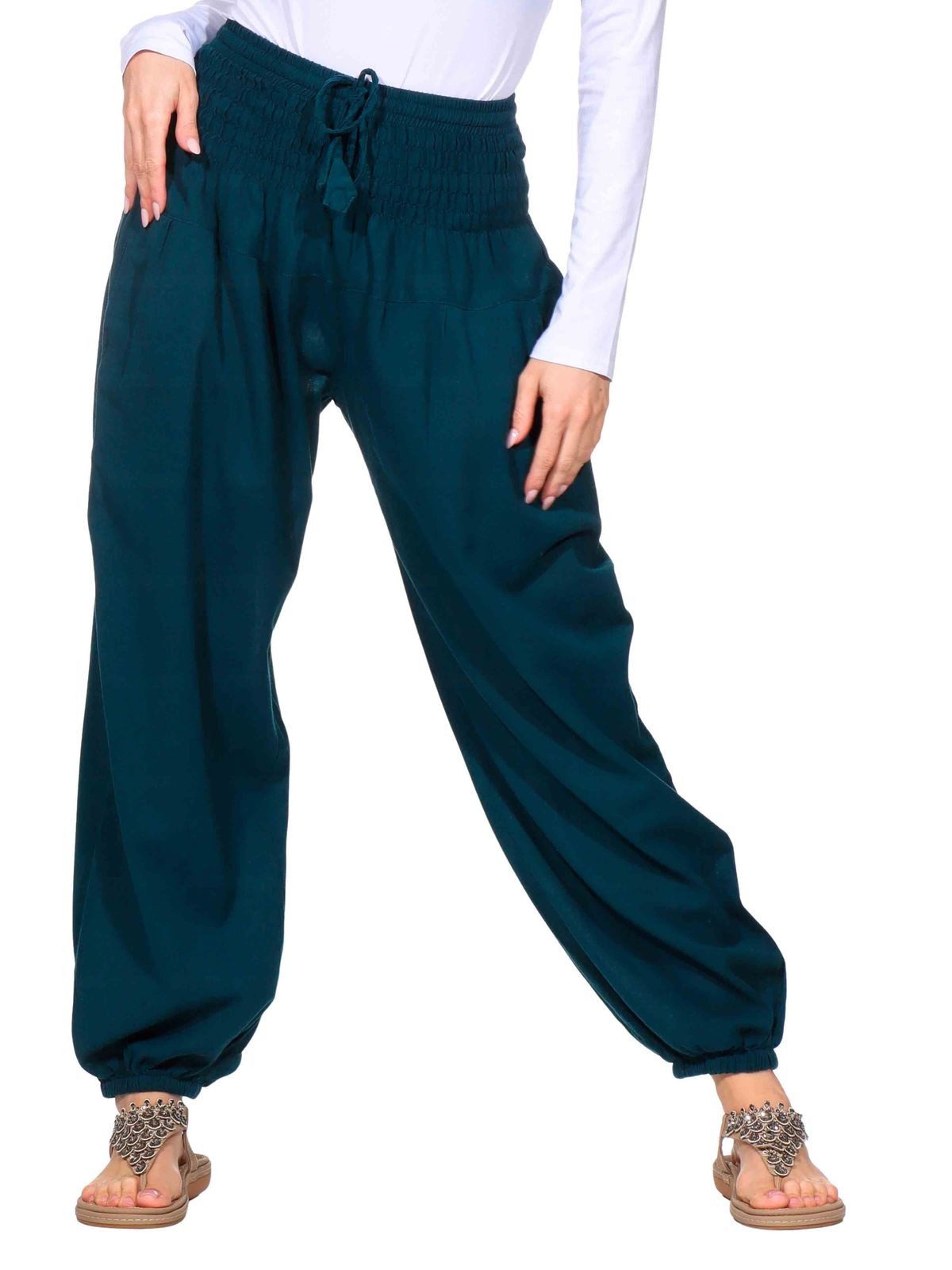 KUNST UND MAGIE Haremshose Kunst&Magie Damen Pluder-/Haremshose Sommerhose Hippie Wellness Yoga