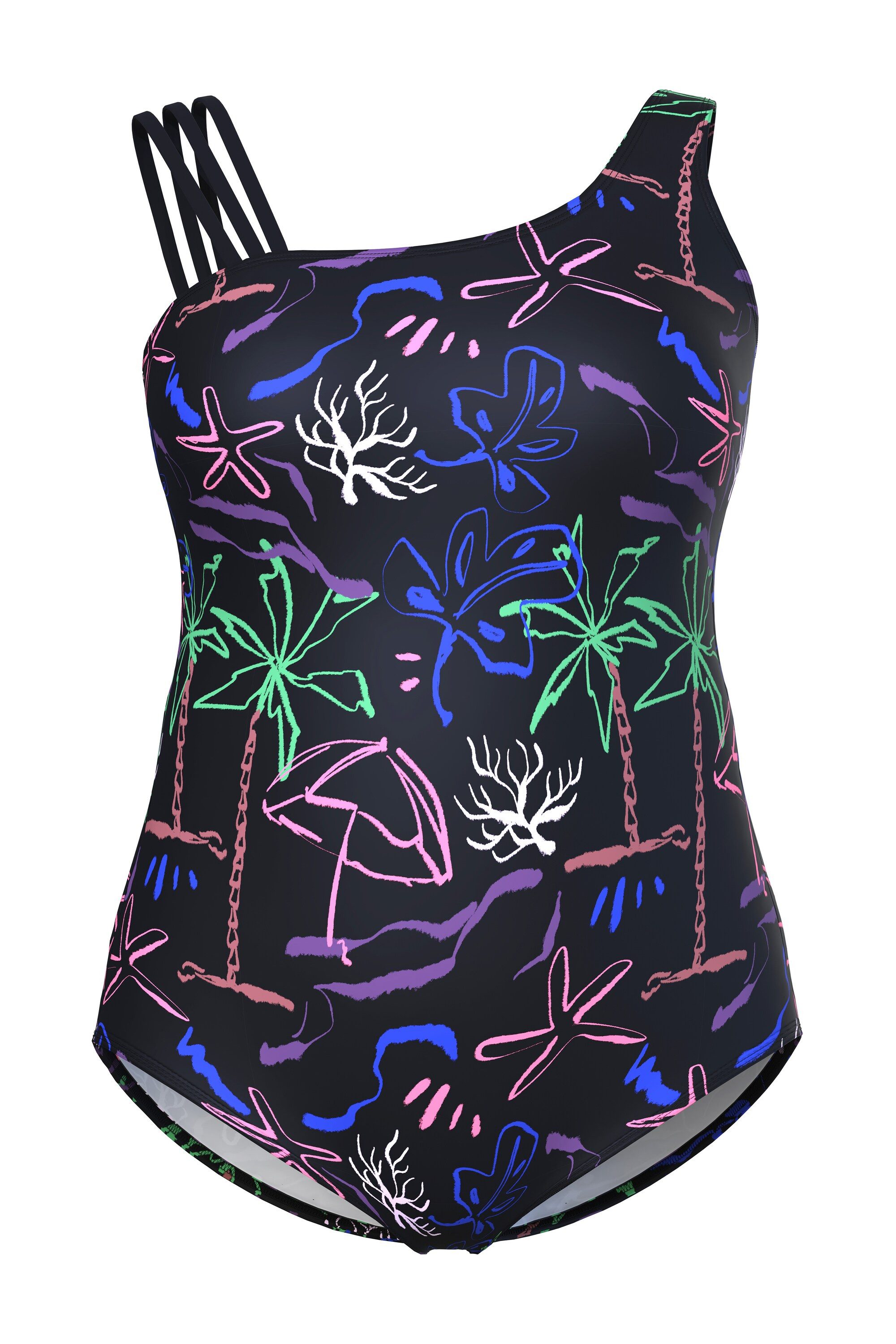 Ulla Popken Badeanzug Badeanzug Stranddruck Softcups recycelt günstig online kaufen