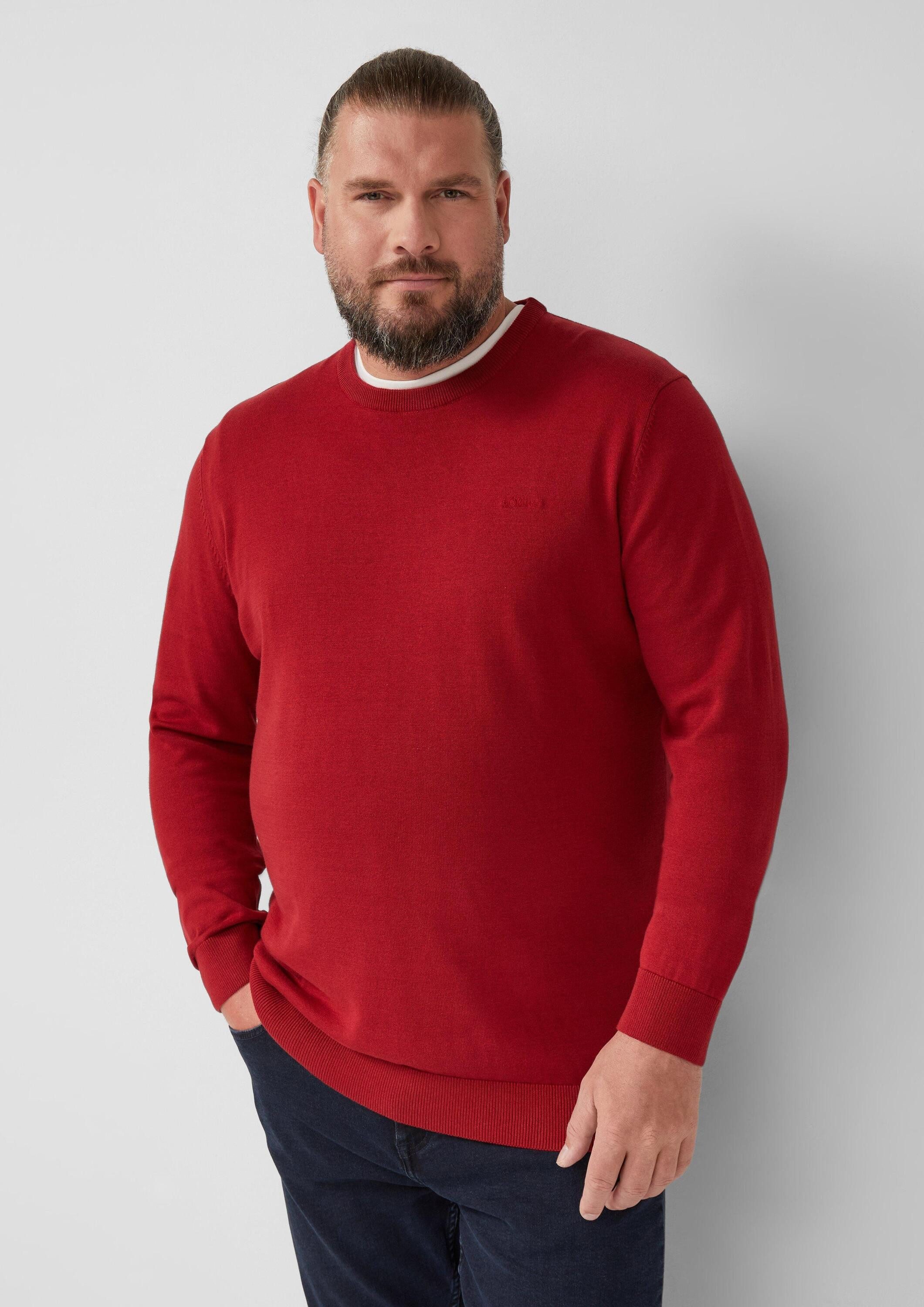 s.Oliver Longpullover Strickpullover Baumwollpullover mit Logo-Stickerei günstig online kaufen