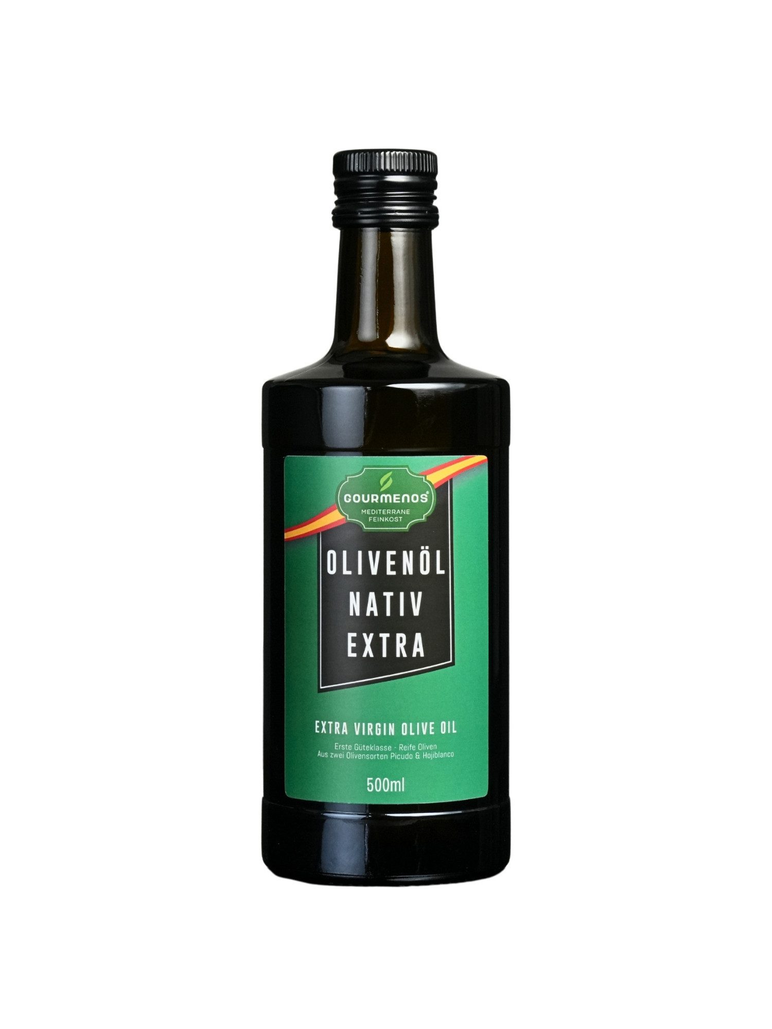 Gourmenos Speiseöl Natives Olivenöl Extra aus Granada, kaltgepresst, 1 x 5 l, 500 ml, 1 St., Kaltgepresst, nativ extra, aus Picudo- und Hojiblanca-Oliven