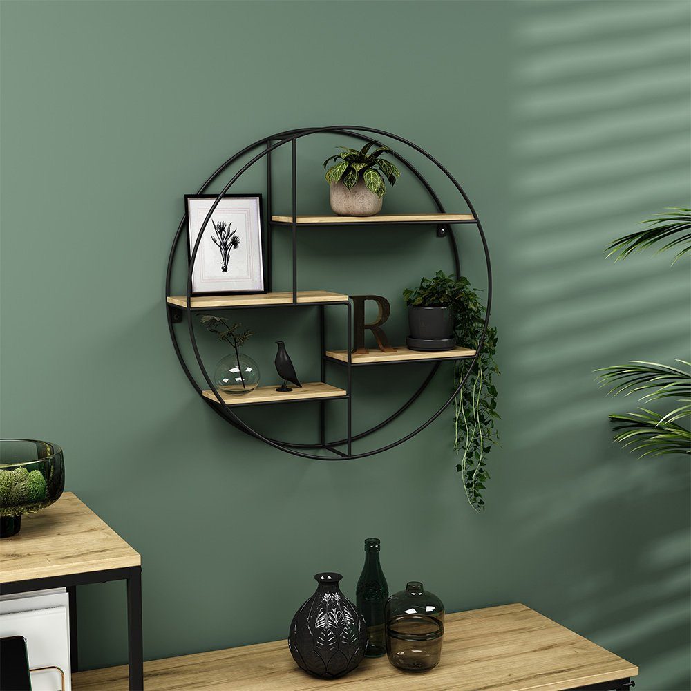 Vicco Bücherregal Fyrk, Eiche/Schwarz, 55 x 55 cm Rund, 1-tlg. – Bild 4 von 5