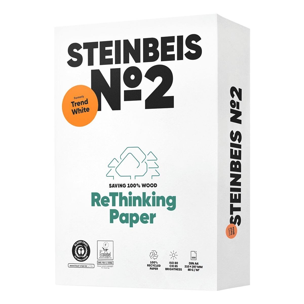 A4, 80 Blatt CIE, White, 500 g/m², STEINBEIS Trend DIN Format 80 Recyclingpapier