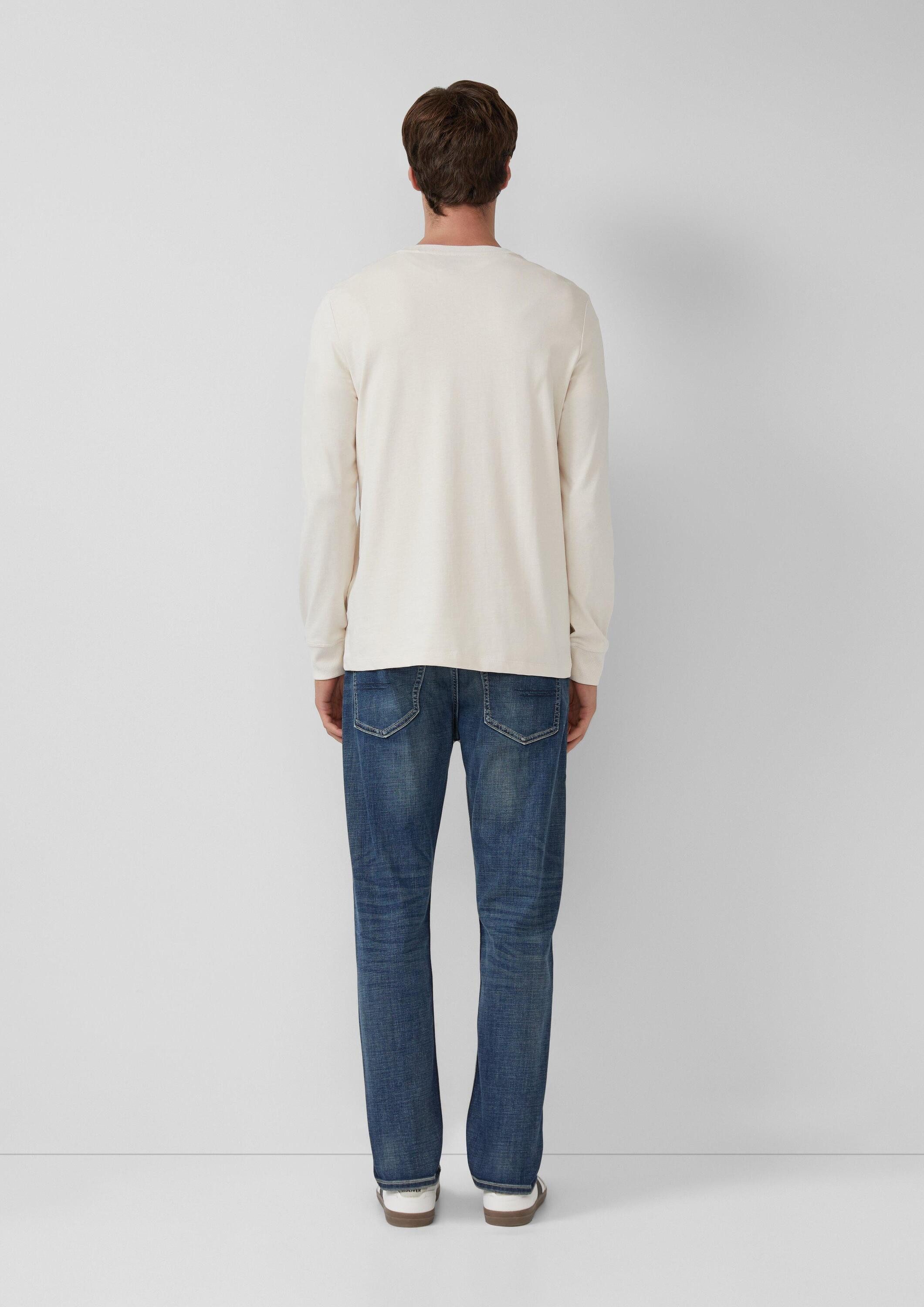 s.Oliver Langarmshirt T-Shirt Longsleeve aus Baumwolle mit Rippbündchen und Logo