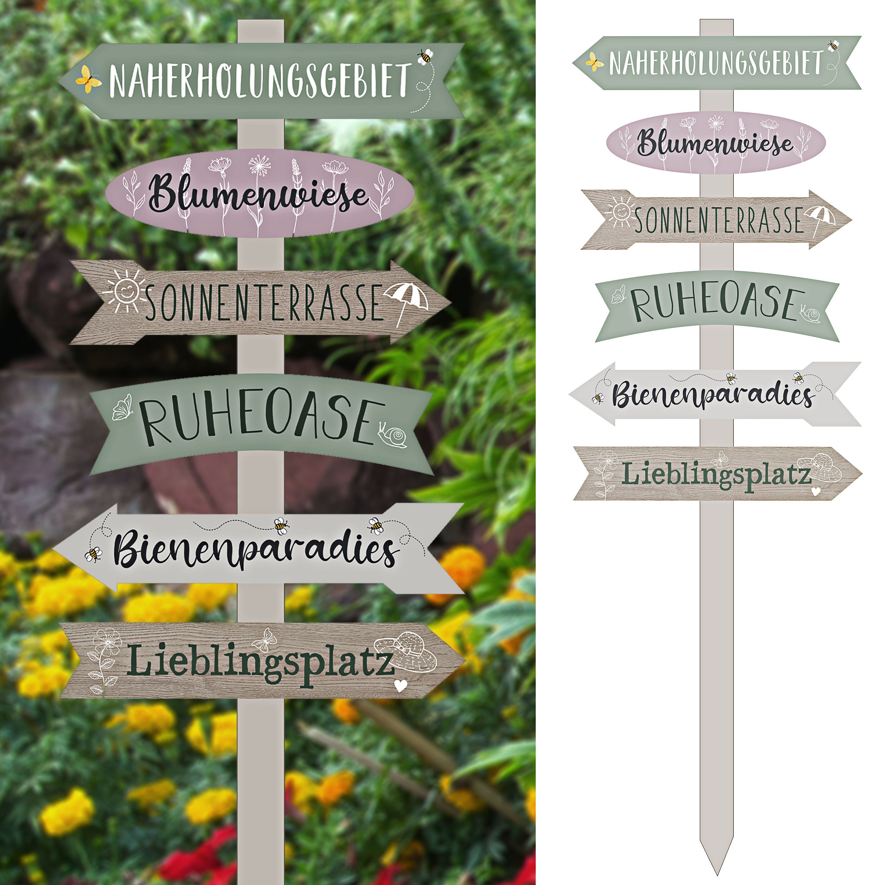 CEPEWA Gartenstecker Gartenschild Wegweiser 6 Planken günstig online kaufen