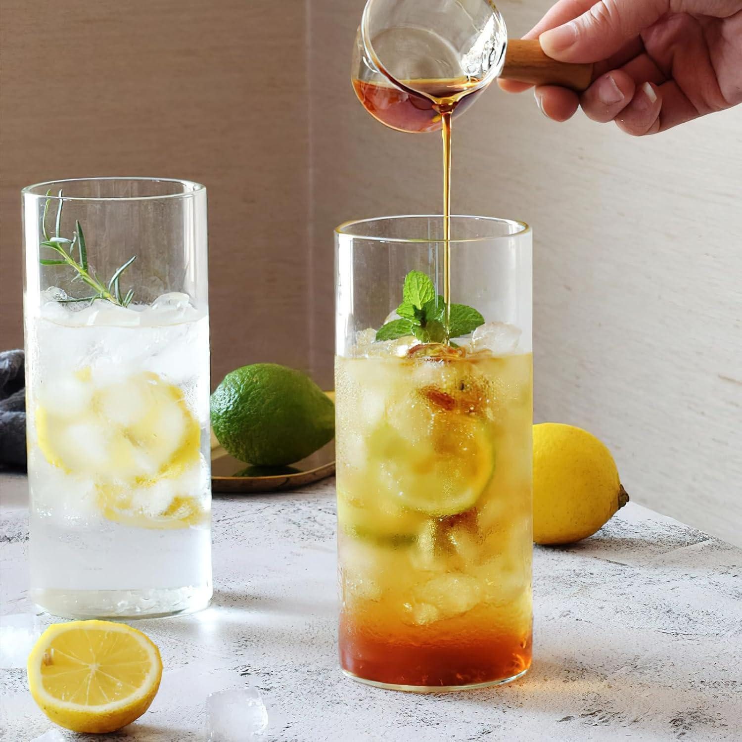 LuxusKollektion Gläser-Set Trinkgläser 4er 400ml Longdrinkgläser Rund Glas Transparent Round, Glas