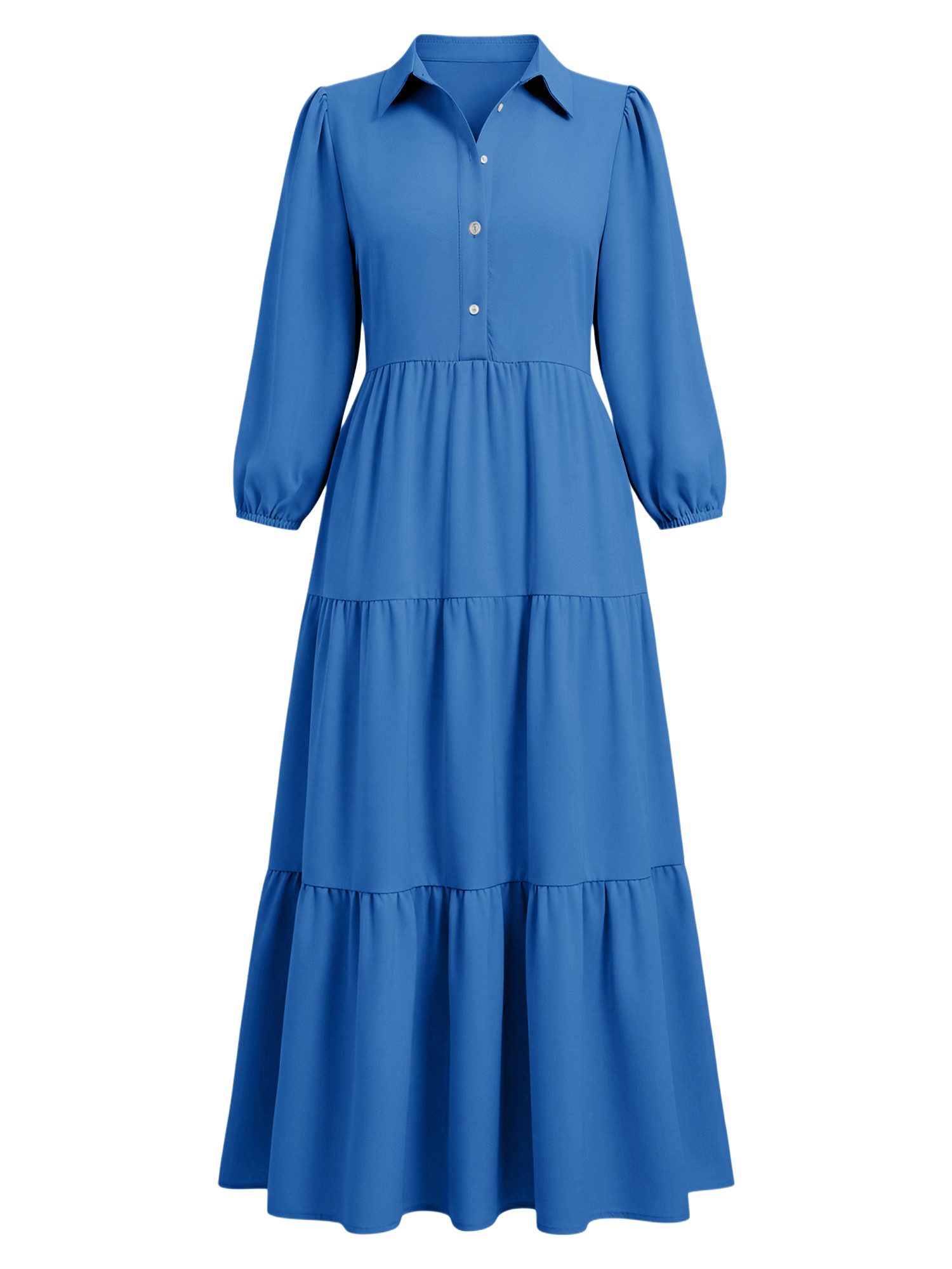 Imily Bela Blusenkleid Damen 3/4-Ärmel Hemdkleid (Packung, 1-tlg., 1per-Pack) mit Knöpfen – Bild 5 von 5