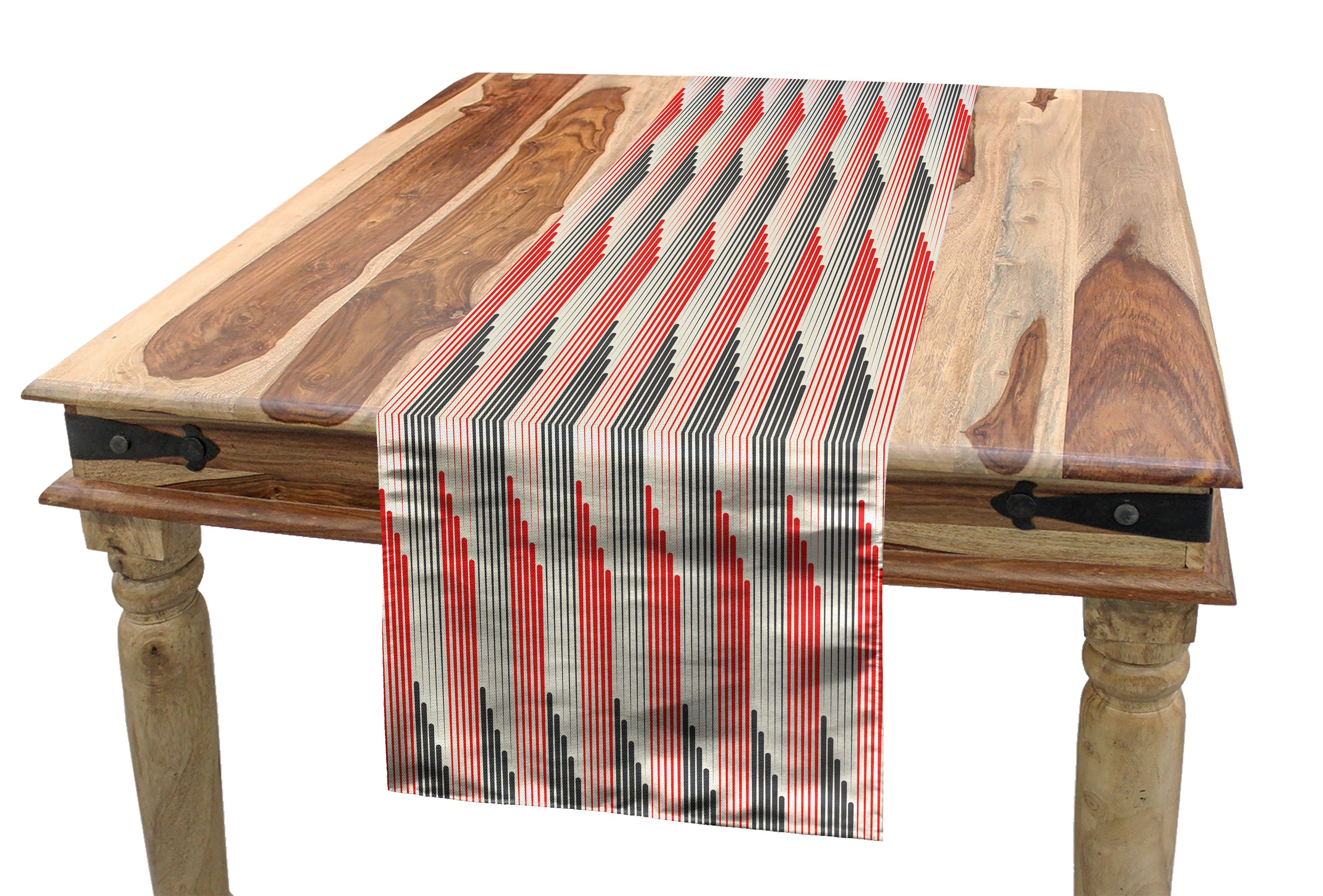 Abakuhaus Tischläufer Esszimmer Küche Rechteckiger Dekorativer Tischläufer, Abstrakt Retro Bicolor Striped