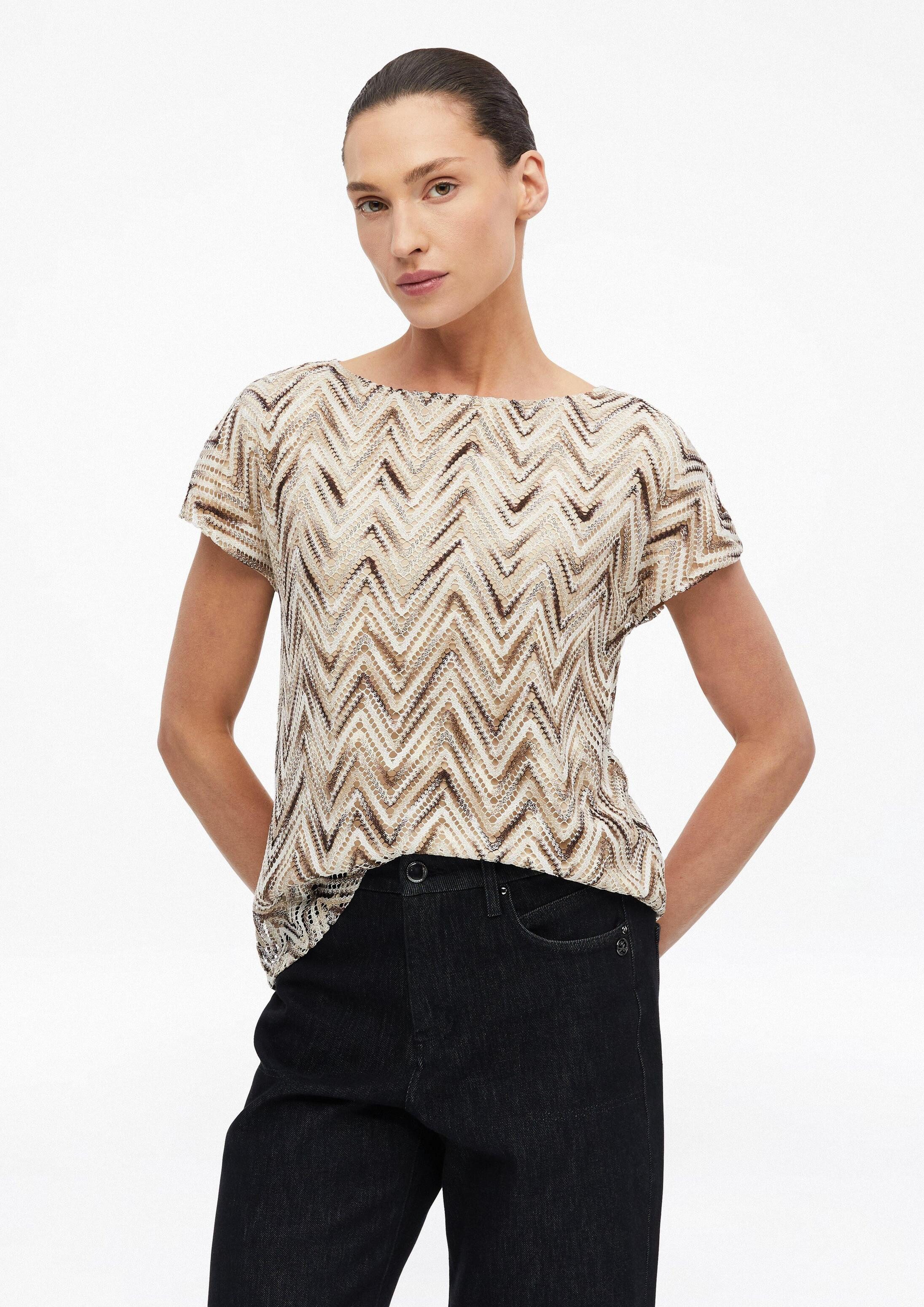 s.Oliver Kurzarmshirt T-Shirt Feinstrickpullover mit Futter