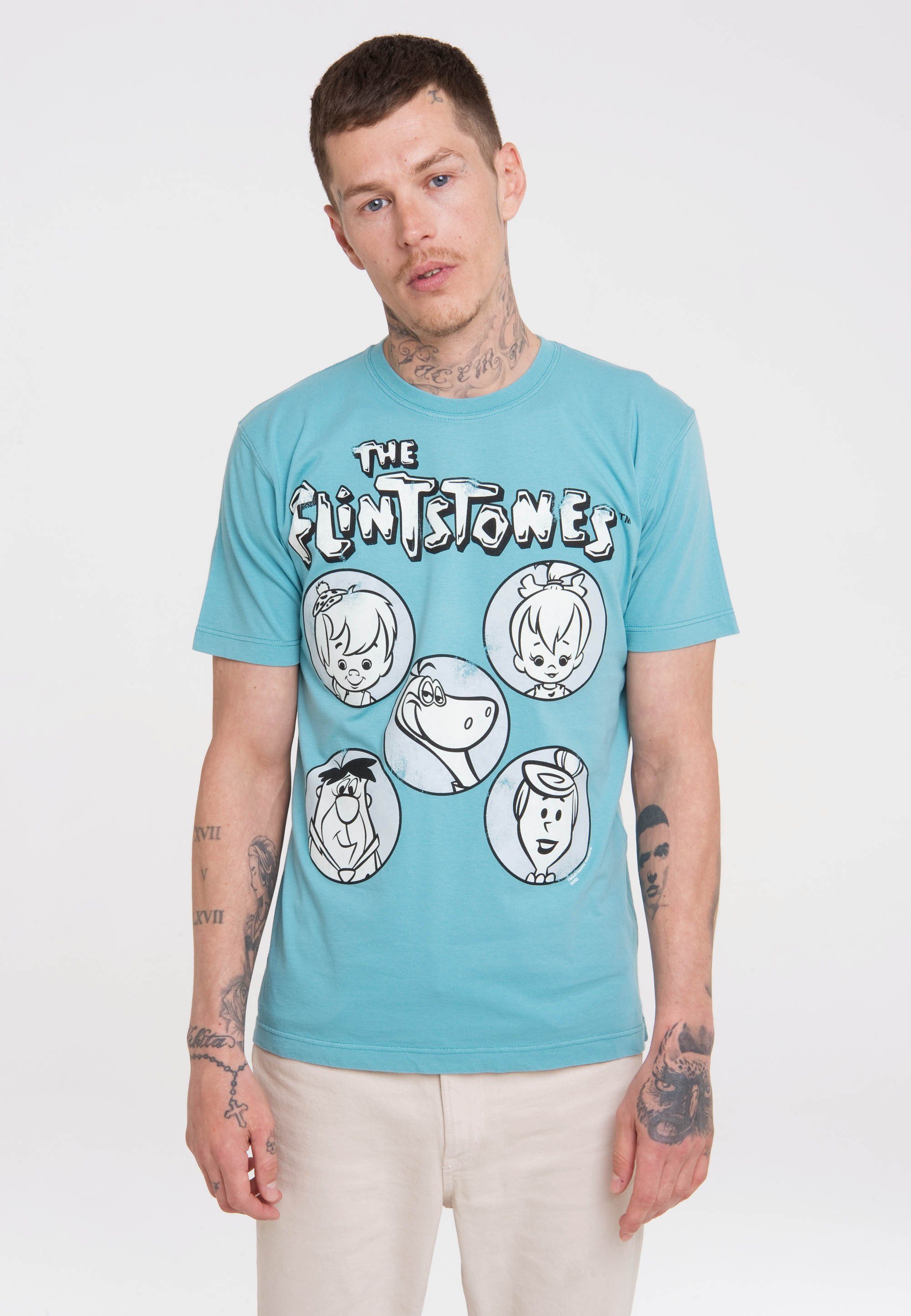 T-Shirt Feuerstein Flintstones-Print LOGOSHIRT mit Familie